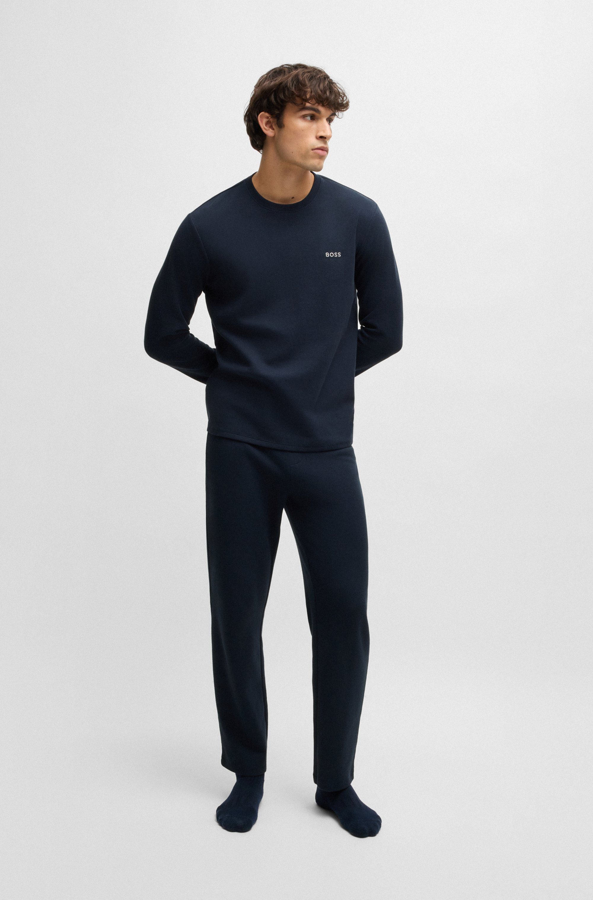 BOSS Pyjamaoberteil Waffle LS-Shirt