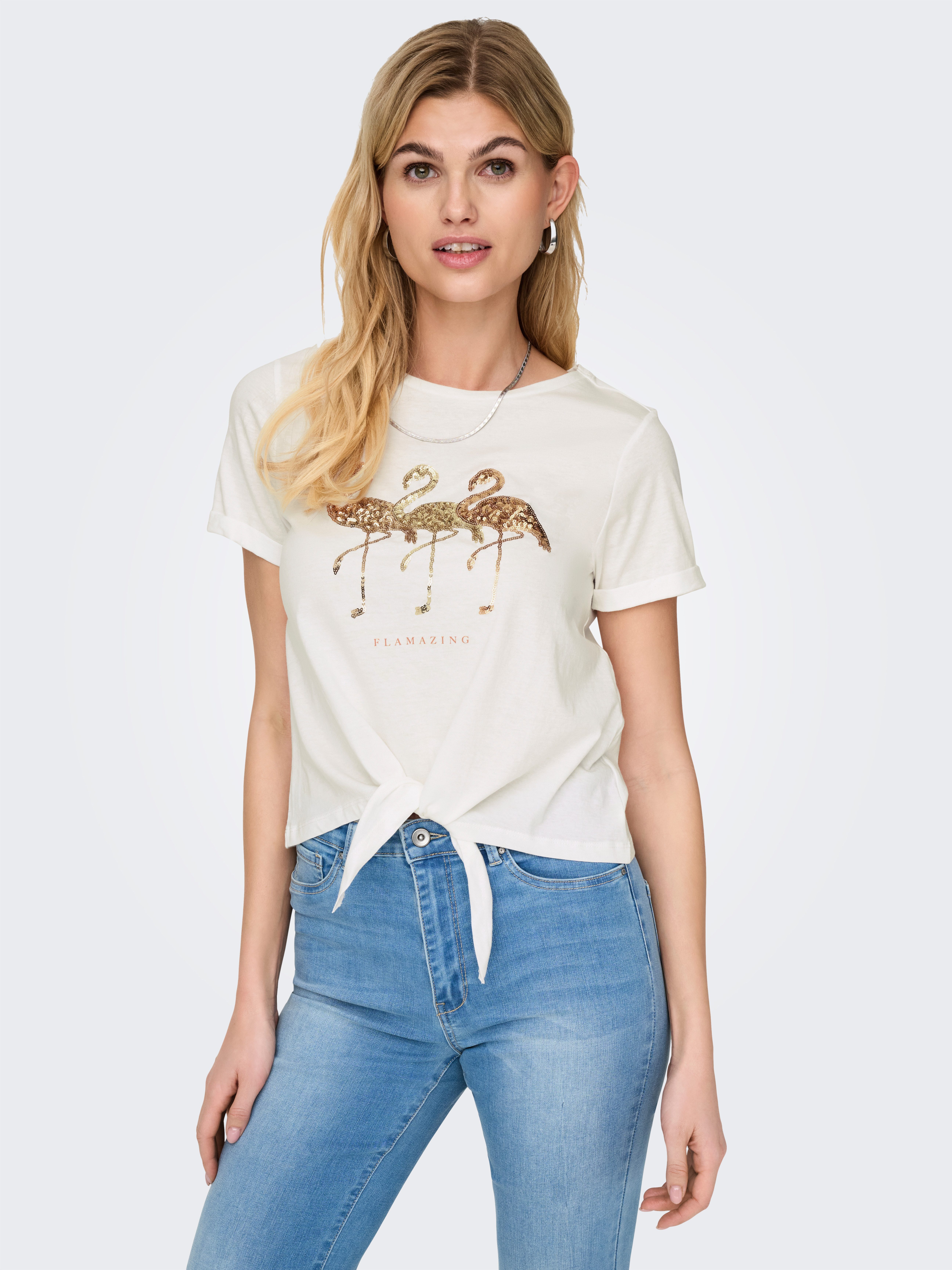 ONLY Kurzarmshirt ONLDORA S/S KNOT FOLD-UP günstig online kaufen