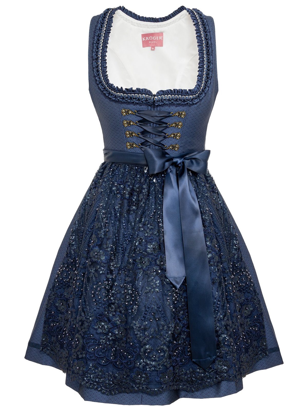 KRÜGER MADL & BUAM Trachtenkleid 2tlg. BEATA Midi Dirndl marine 60cm