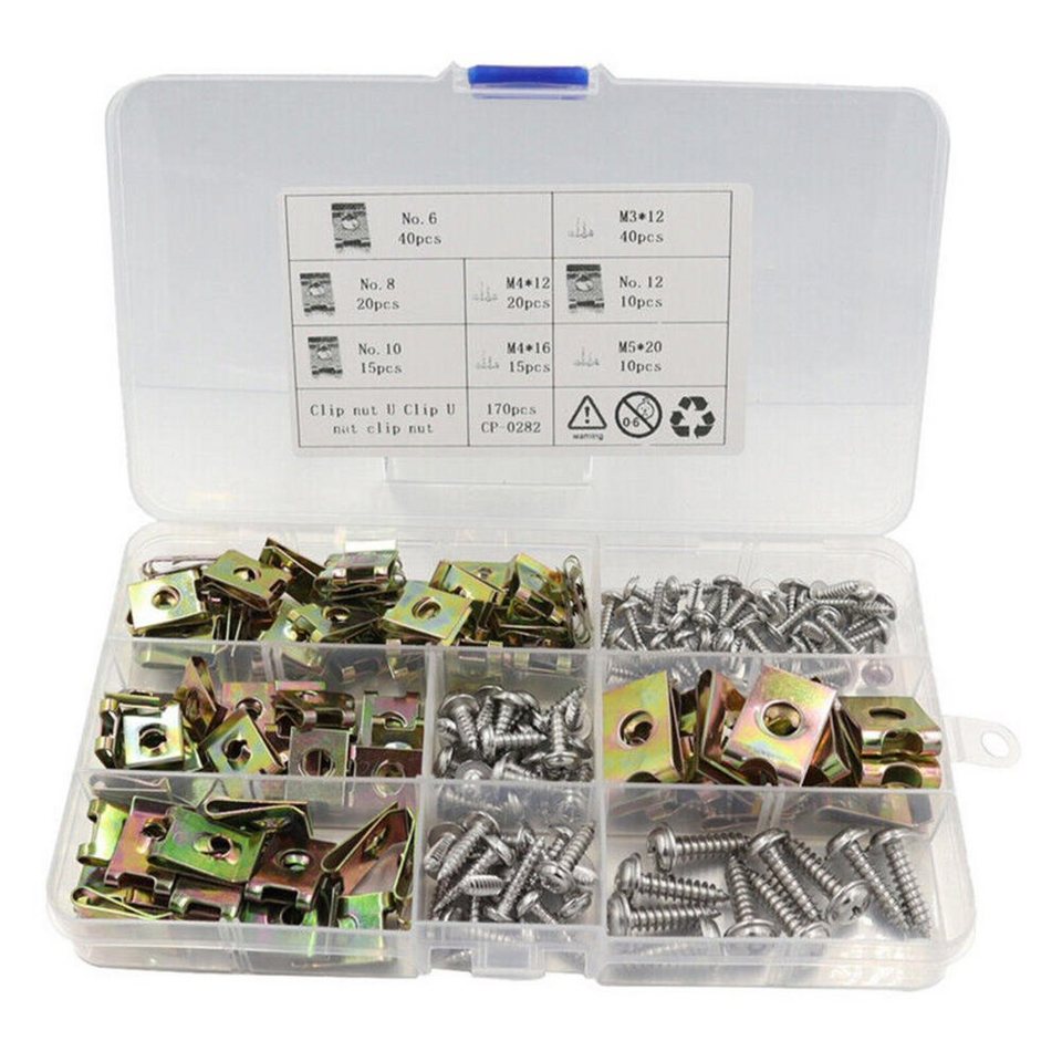 Blusmart Schrauben-Set 170 Stück U-Clips Für M3/4/5, Robuste