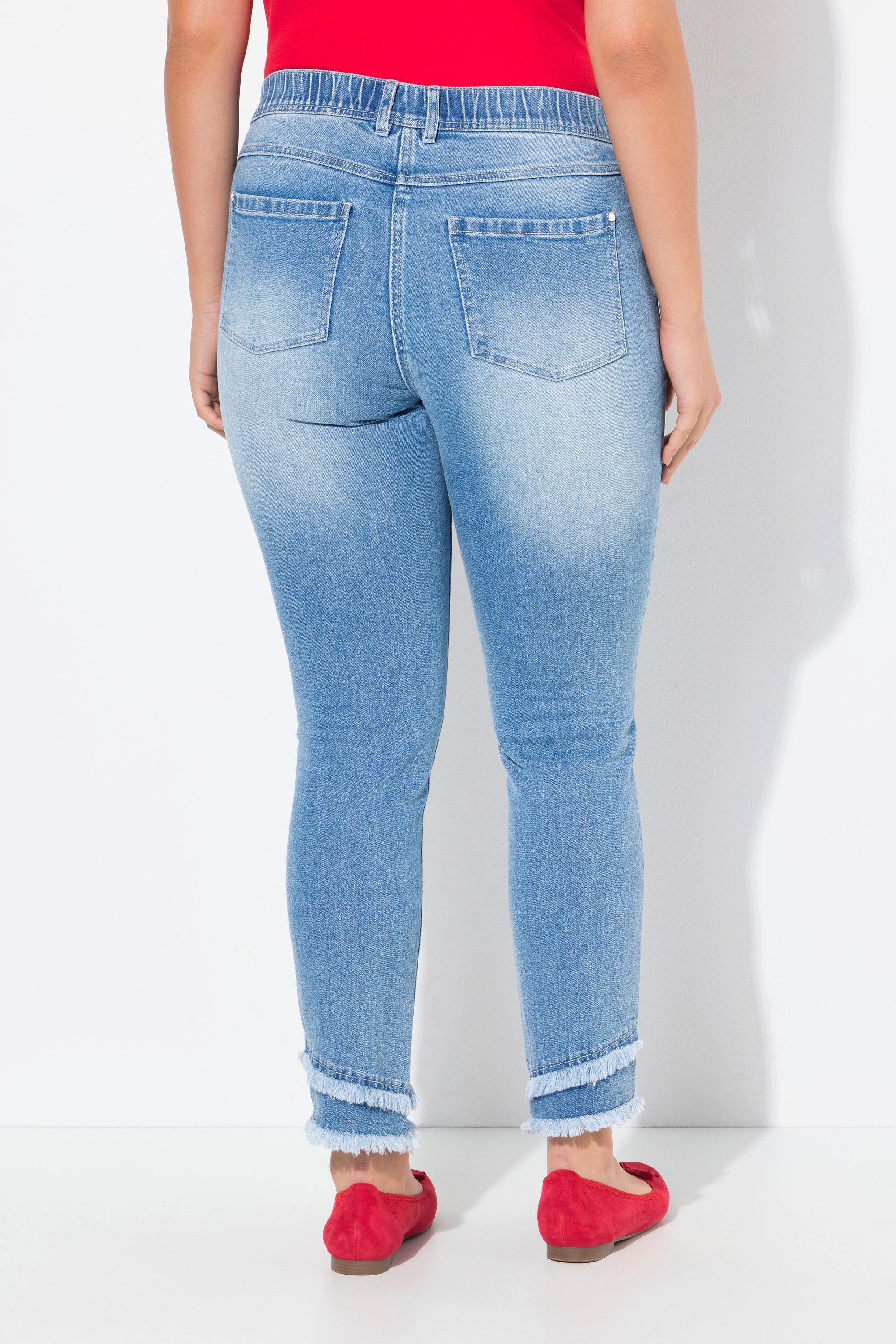 Ulla Popken Regular-fit-Jeans Jeans Sarah Fransensaum schmales Bein knöchellang