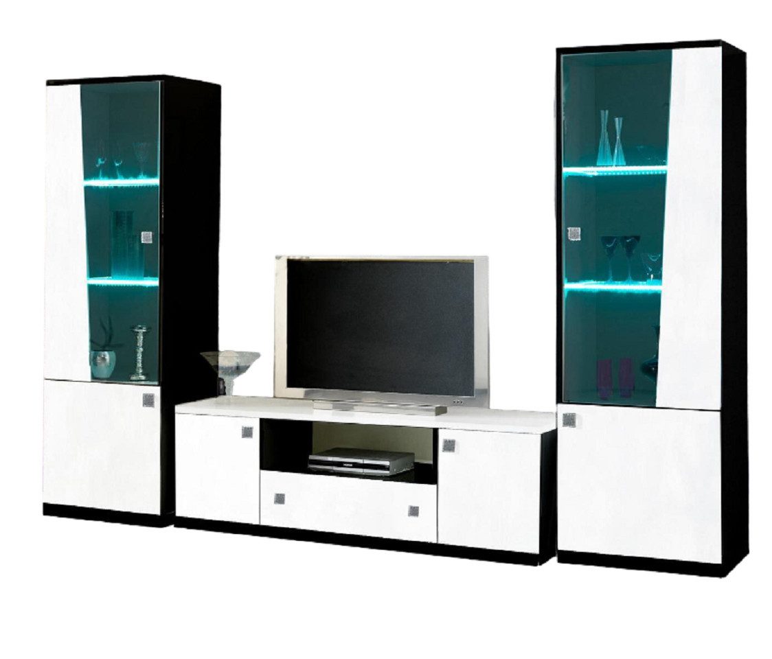 Xlmoebel Wohnwand Moderne Vitrine aus Holz mit Sideboard und RTV-Funktion, (3-St., 2x Vitrine + Sideboard), Hergestellt in Europa