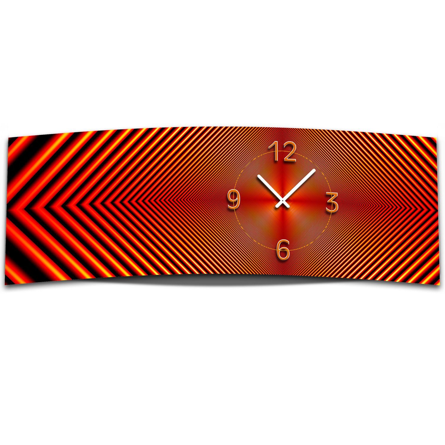dixtime Wanduhr aus Optik cm Dixtime Wanduhr Uhrwerk rot 4mm XXL leises 3D (Einzigartige Alu-Dibond) 30x90 3D-Optik abstrakt