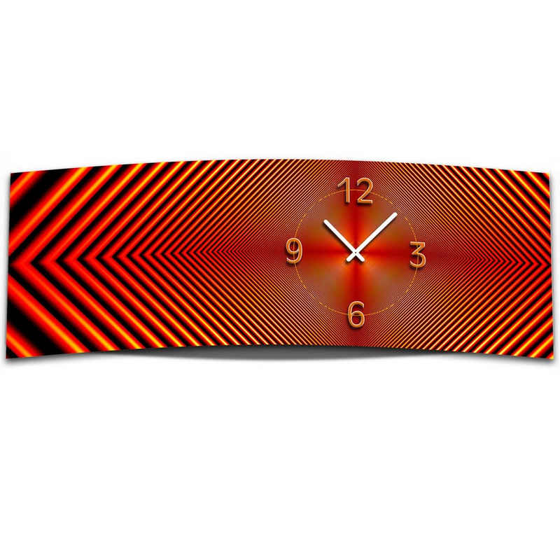 dixtime Wanduhr Wanduhr XXL 3D Optik Dixtime abstrakt rot 30x90 cm leises Uhrwerk (Einzigartige 3D-Optik aus 4mm Alu-Dibond)