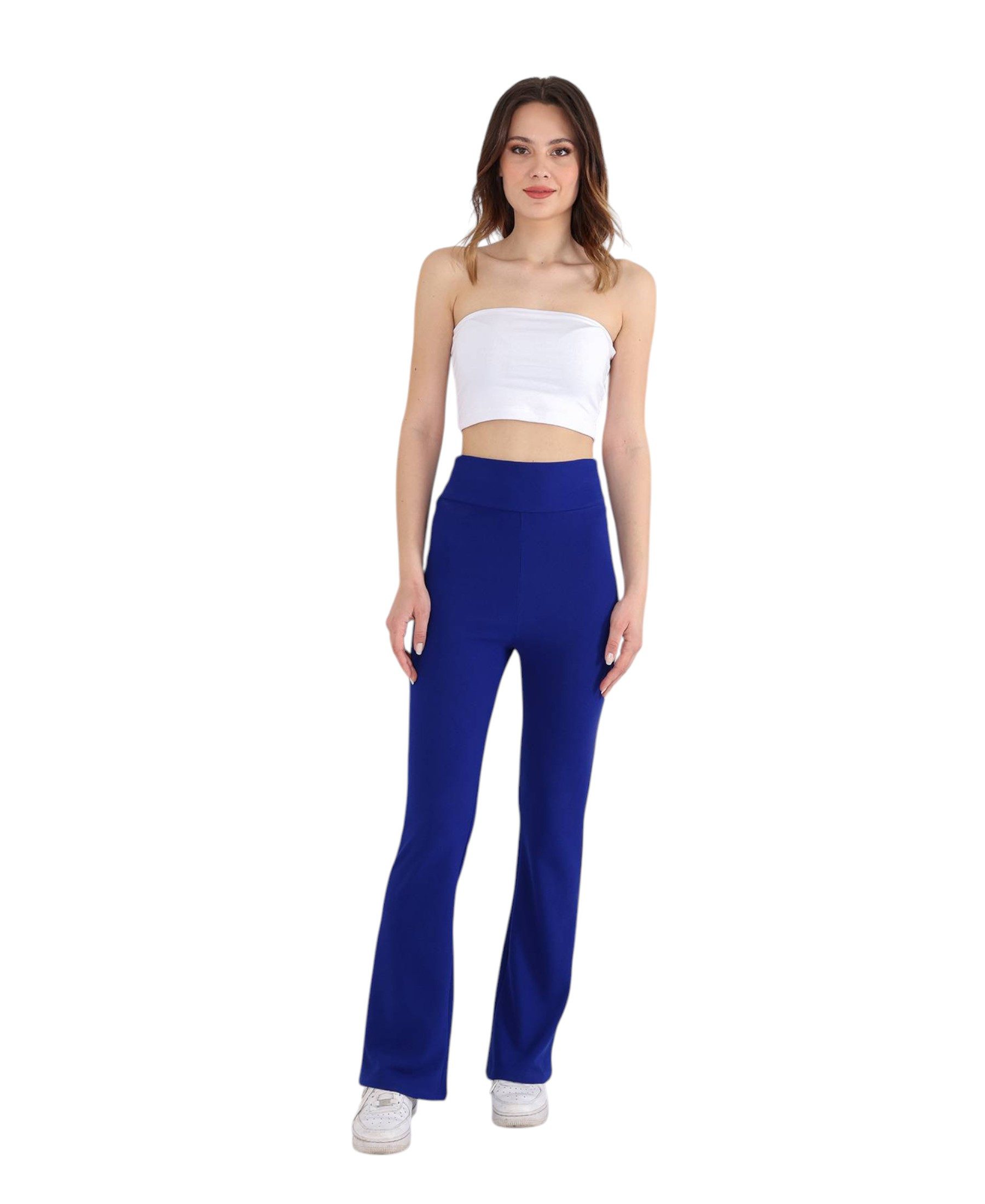 fashionshowcase Schlaghose Damen Scuba Hose High Waist elastisch für Yoga Freizeit & Abendmode Knitterfrei, Bequem & Figurbetont