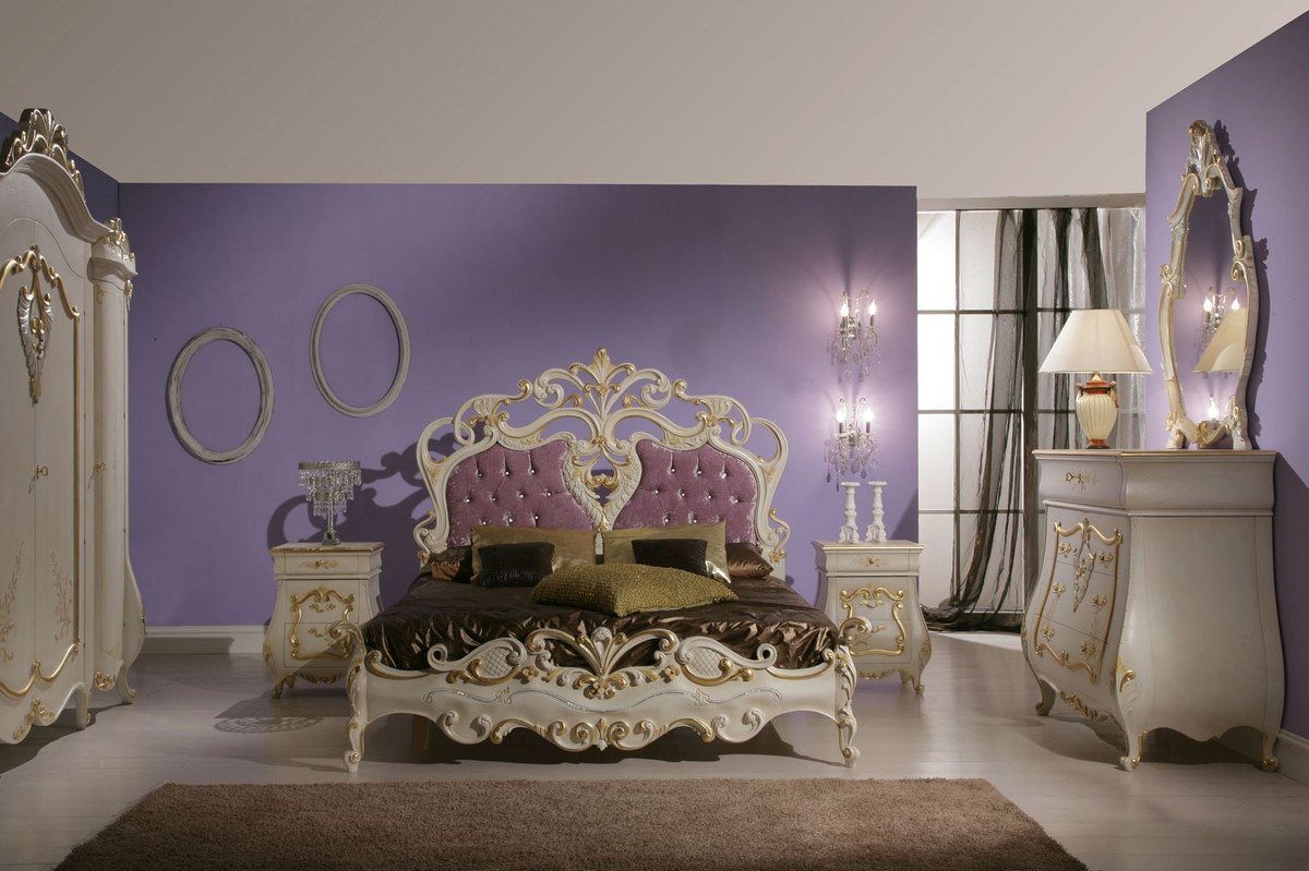 Nachttisch Möbel Casa Luxus 3 Casa mit Möbel Schubladen Italy - Schlafzimmer Padrino Barock Barockstil / Nachtkommode Barock - Gold Luxus Beistelltisch Creme - Made Luxus in Barock Padrino Qualität - in Handgefertigter -