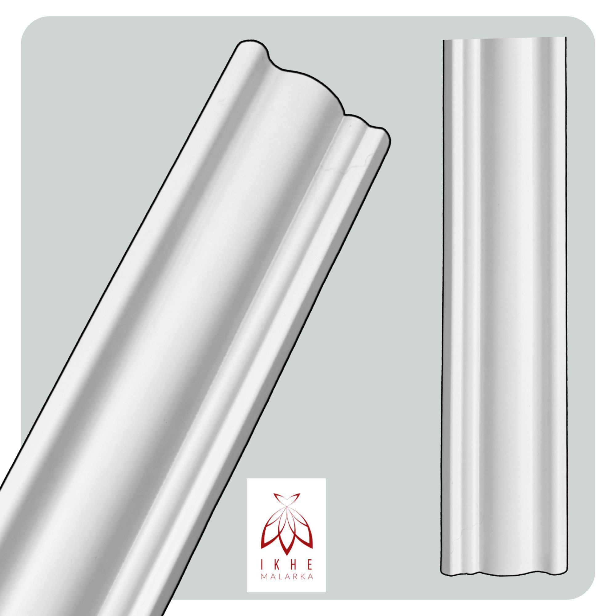 IKHEMalarka Deckenleiste 100 cm – Zierleisten - dekorative Stuckleisten für Wand & Decke, Montagekleber - Pattex DK Flex 1000, 4 Designprofile zur Auswahl, Einzelleiste, leicht, hart & formstabil - überstreichbar