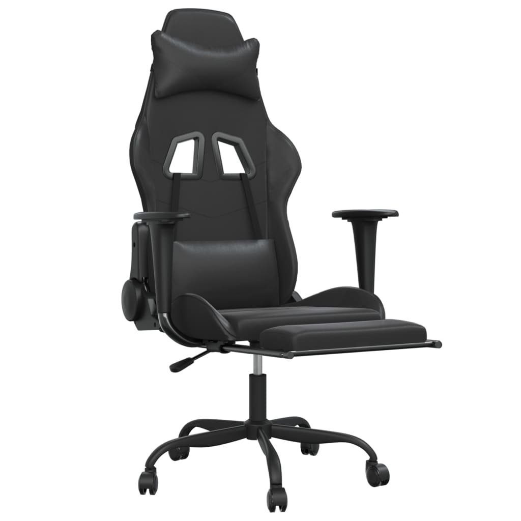 Gaming-Stuhl mit vidaXL St) (1 Schwarz & Schwarz | Kunstleder Schwarz Gaming-Stuhl Massage Fußstütze