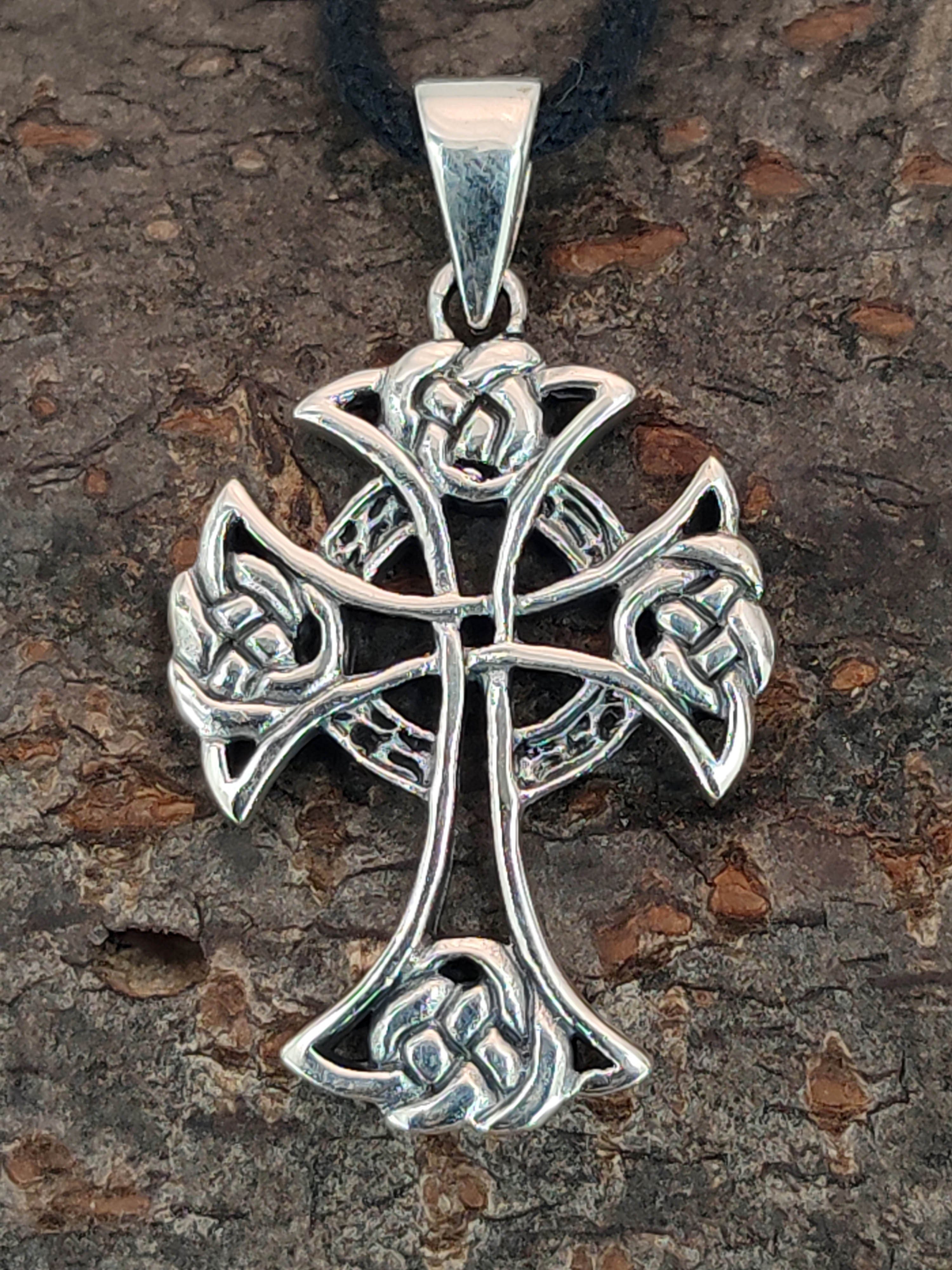 Kreuz Kelten Kiss Silber Leather keltisches Keltenkreuz of 925 Kettenanhänger