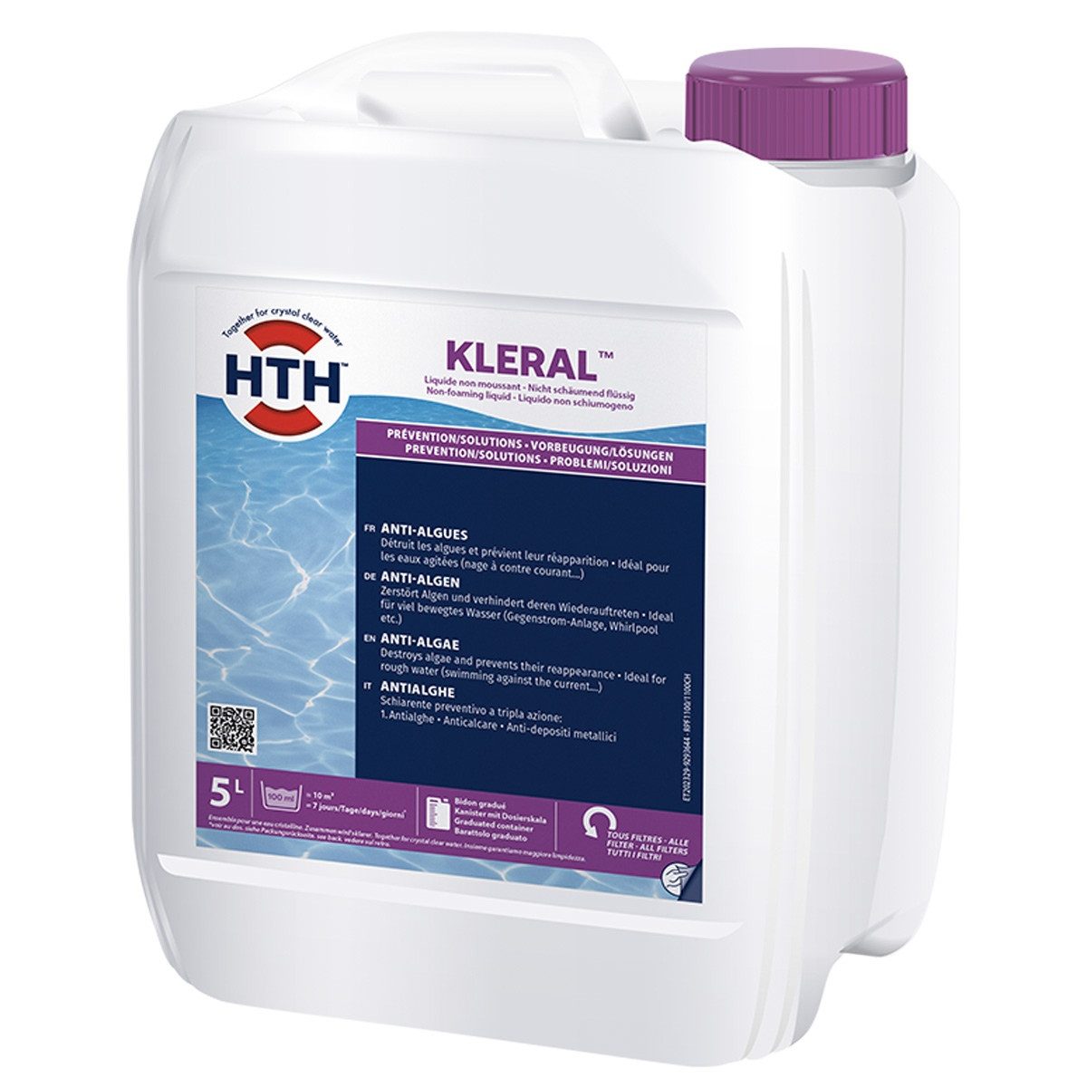 HTH Обслуживание бассейна KLERAL 5 Liter flüssig Algenschutzmittel Algezid präventiv schaumfrei