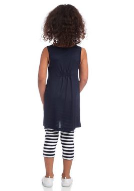 KIDSWORLD Kleid, Leggings & Haarband 3tlg. Set: (Set, 3-tlg) Capri und Haarband maritim geringelt
