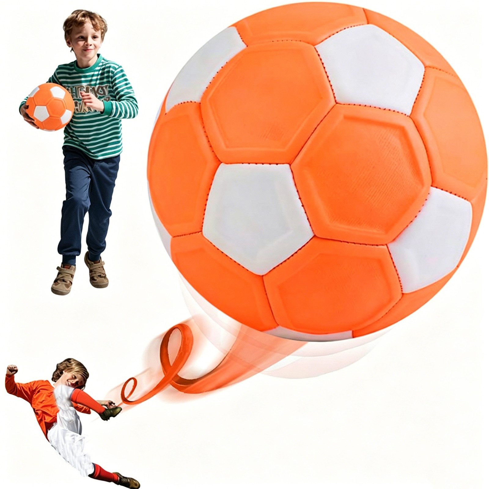 MOPUEA Fußball Fußball Curve Ball Arc Football Nr. 4 Gummi Swerve Kinder Geschenk (Fußball Curve Ball Trainingsball für Kinder elastisch robust, Kinder Fußball Trainingsball Curve Ball mit hoher Elastizität), Curve Effekt elastisch robust gut sichtbar lan