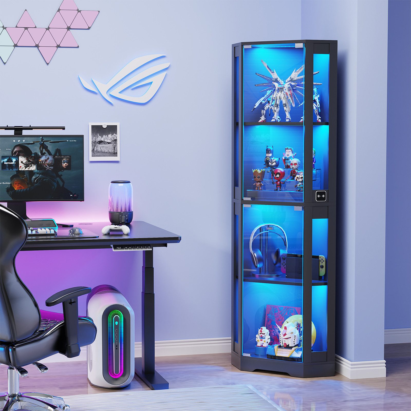 BROTTAR Eckvitrine 4-stöckiger Eckglasanzeigeschrank mit LED -Leuchten (1-S günstig online kaufen