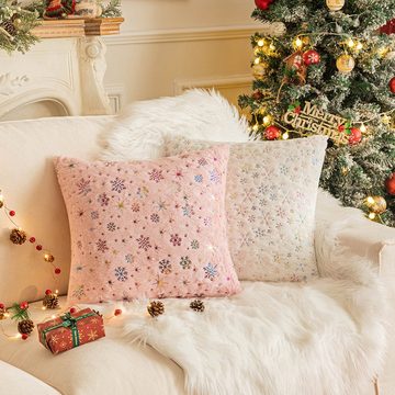 Kissenbezüge 2 Stück Weihnachten Kissenbezüge, Plüsch Weihnachtskissenbezug, Dekorative (2 Stück), Komfortabler Plüsch Kissenbezug 45×45cm (2 Stück)