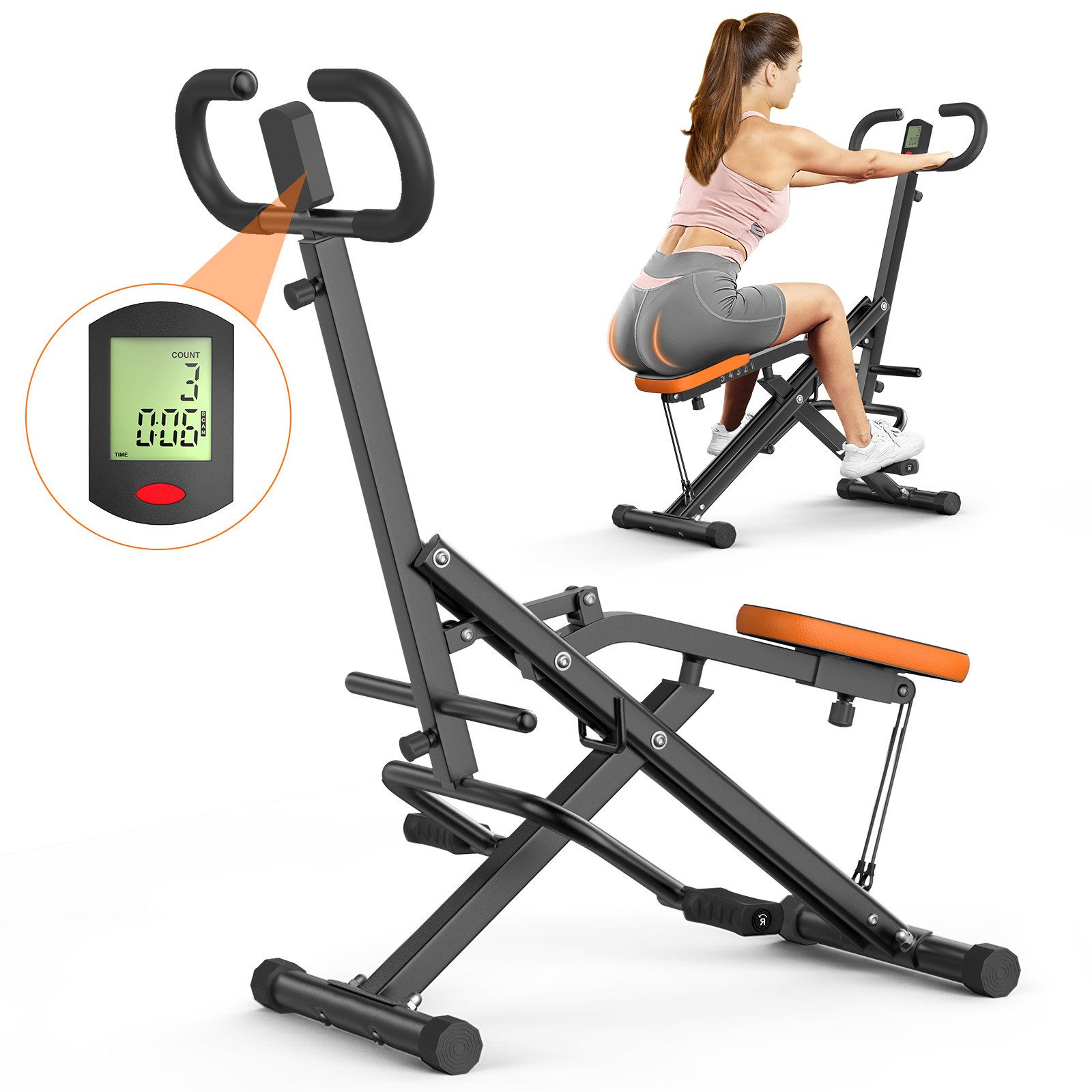 Gywowken Bauchtrainer Bauchmuskeltrainer Faltbar - Heimtrainer AB Trainer Ganzkörper (Trainingsgerät klappbar - Belastbar bis zu 150kg), Trainiert: Rücken, Gesäß, Bauchmuskeln, Beine und Arme