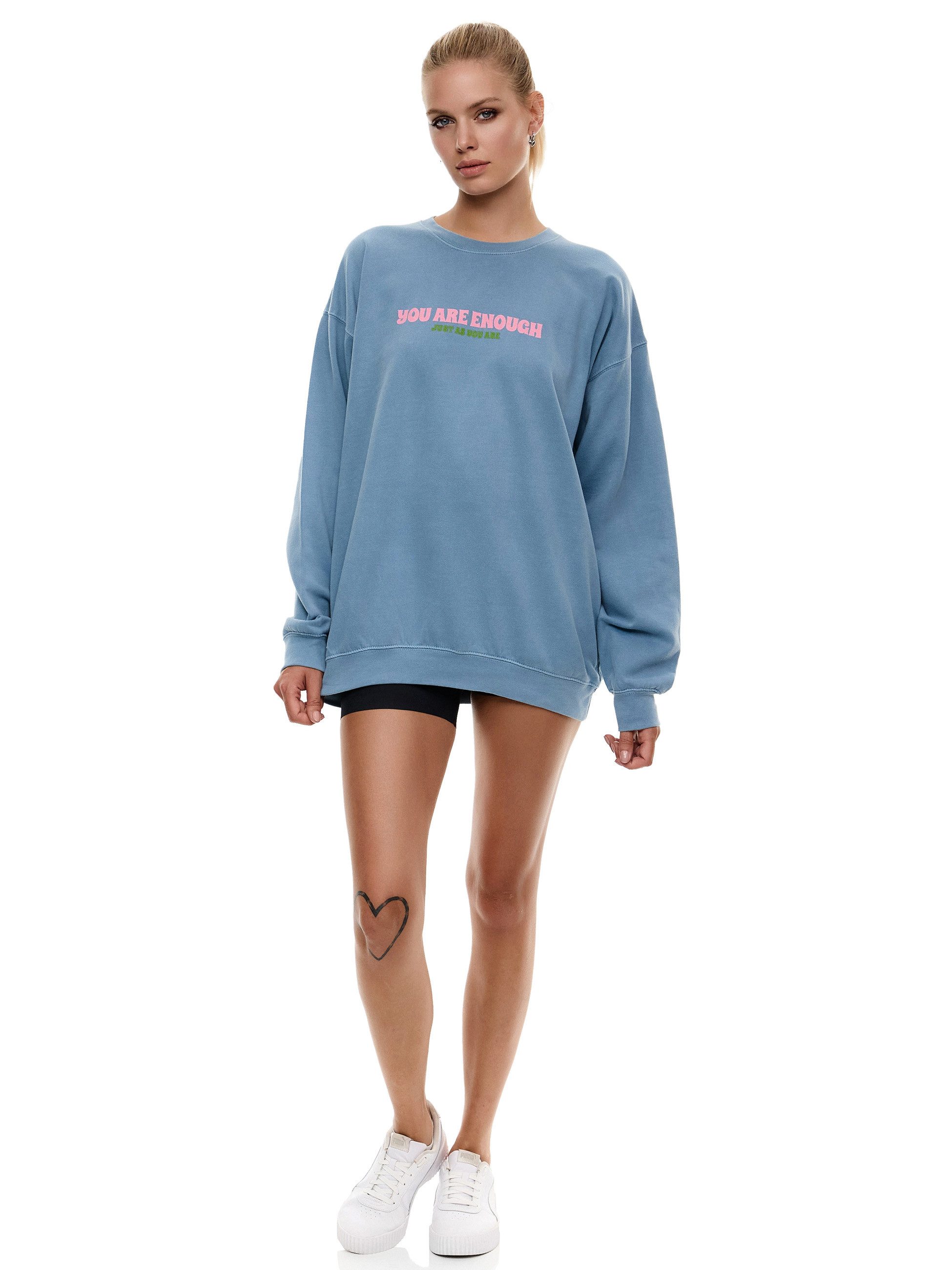 Worldclassca Sweatshirt Worldclassca Oversized Sweatshirt YOU ARE ENOUGH Print Langarm VINTAGE PULLOVER SWEAT OBERTEIL