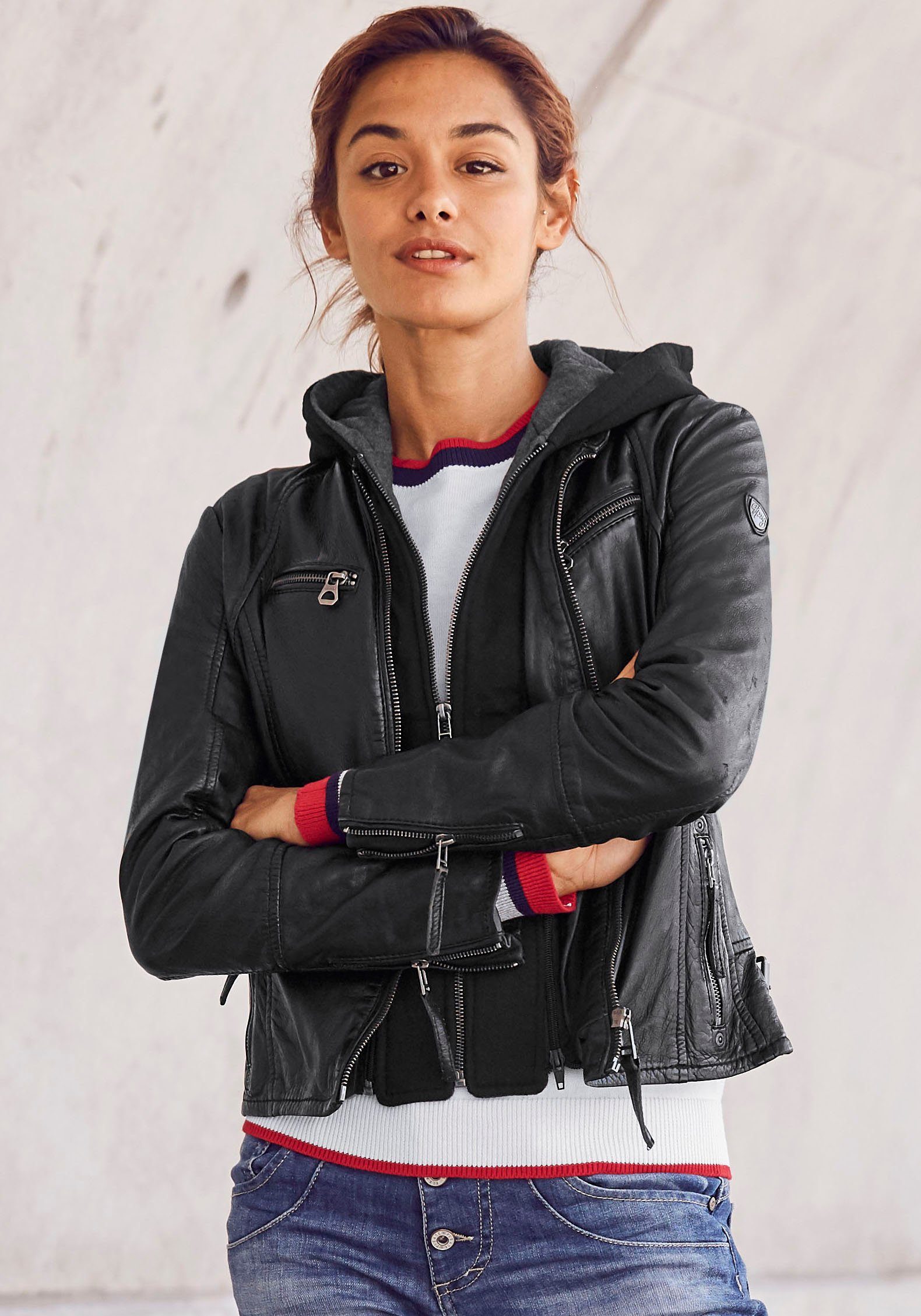 Damen Lederjacke in schwarz online kaufen | OTTO