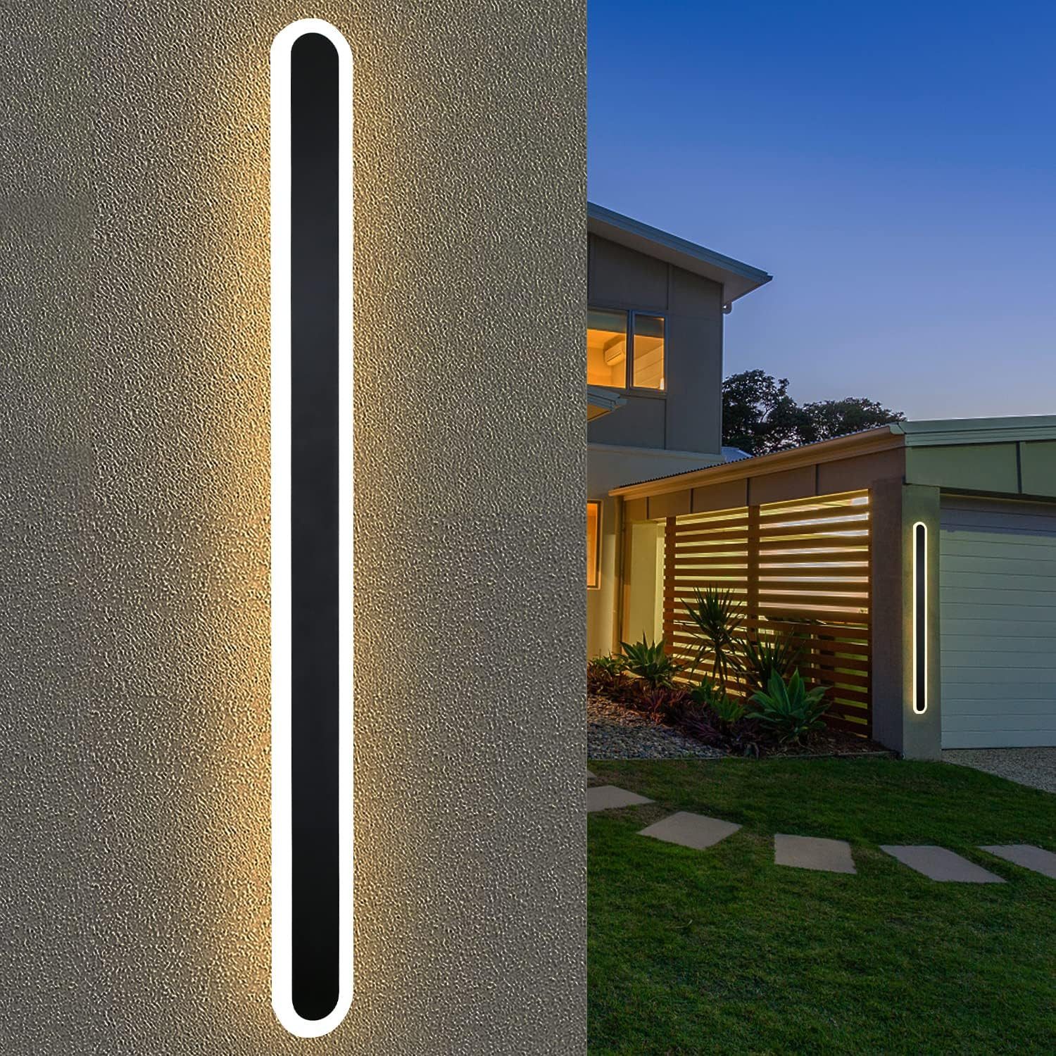 ZMH LED Außen-Wandleuchte Schwarz 3000K Wandbeleuchtung 26W Modern Außen für Hauswand, Augenschutz, Einfache Installtion, LED fest integriert, Warmweiß, 3000K, LED Außen-Wandleuchte Schwarz