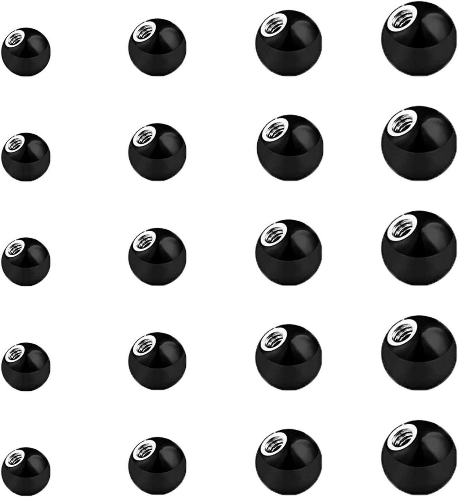 Gojewen Piercing-Set Piercing Kugeln Silber Ersatzkugel Schraubkugel 20er Set 3/4/5/6mm