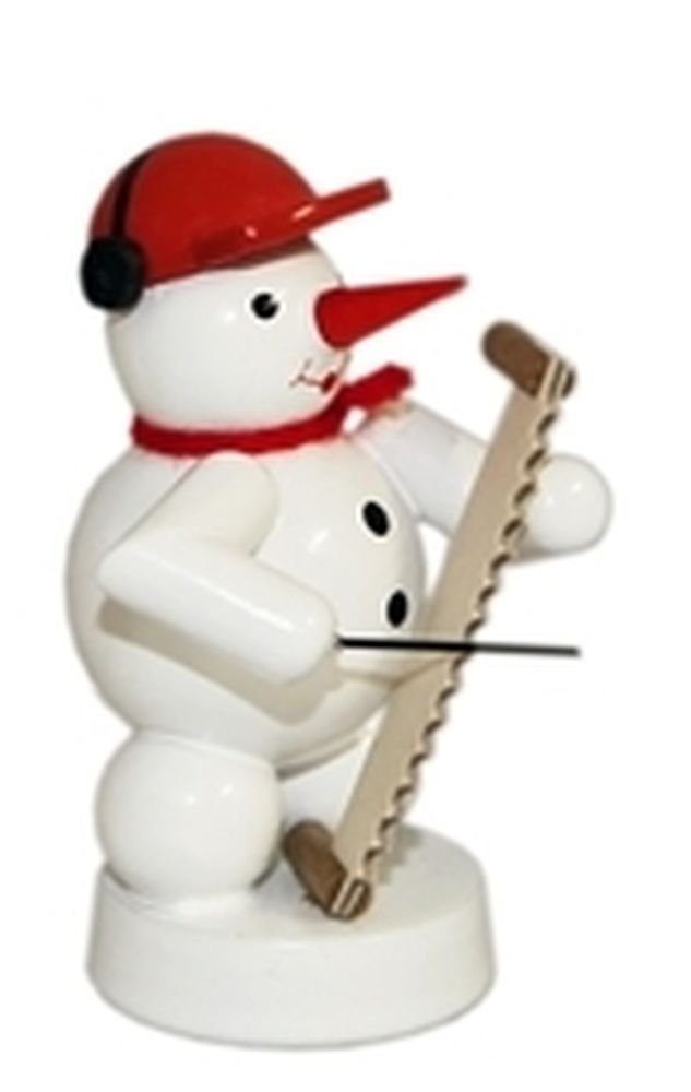 Sammelfigur Weihnachtsdekoration Schneemann mit singender Säge Höhe 8cm NEU