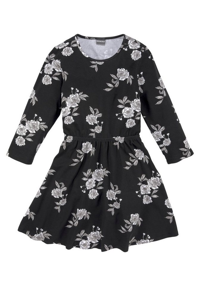 KIDSWORLD Skaterkleid 3/4 Arm, mit Blumen bedruckt, Kidsworld Skaterkleid  für Mädchen