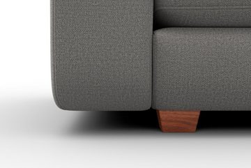 machalke® 3-Sitzer valentino, mit breiten Armlehnen, Füße Walnuss, Breite 221 cm