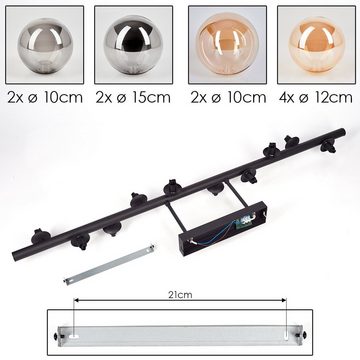 hofstein Deckenleuchte Deckenlampe aus Metall/Glas in Schwarz/Rauchfarben/Bernstein, ohne Leuchtmittel, Leuchte mit Glasschirmen (10cm, 12cm, 15cm), 10xG9, ohne Leuchtmittel