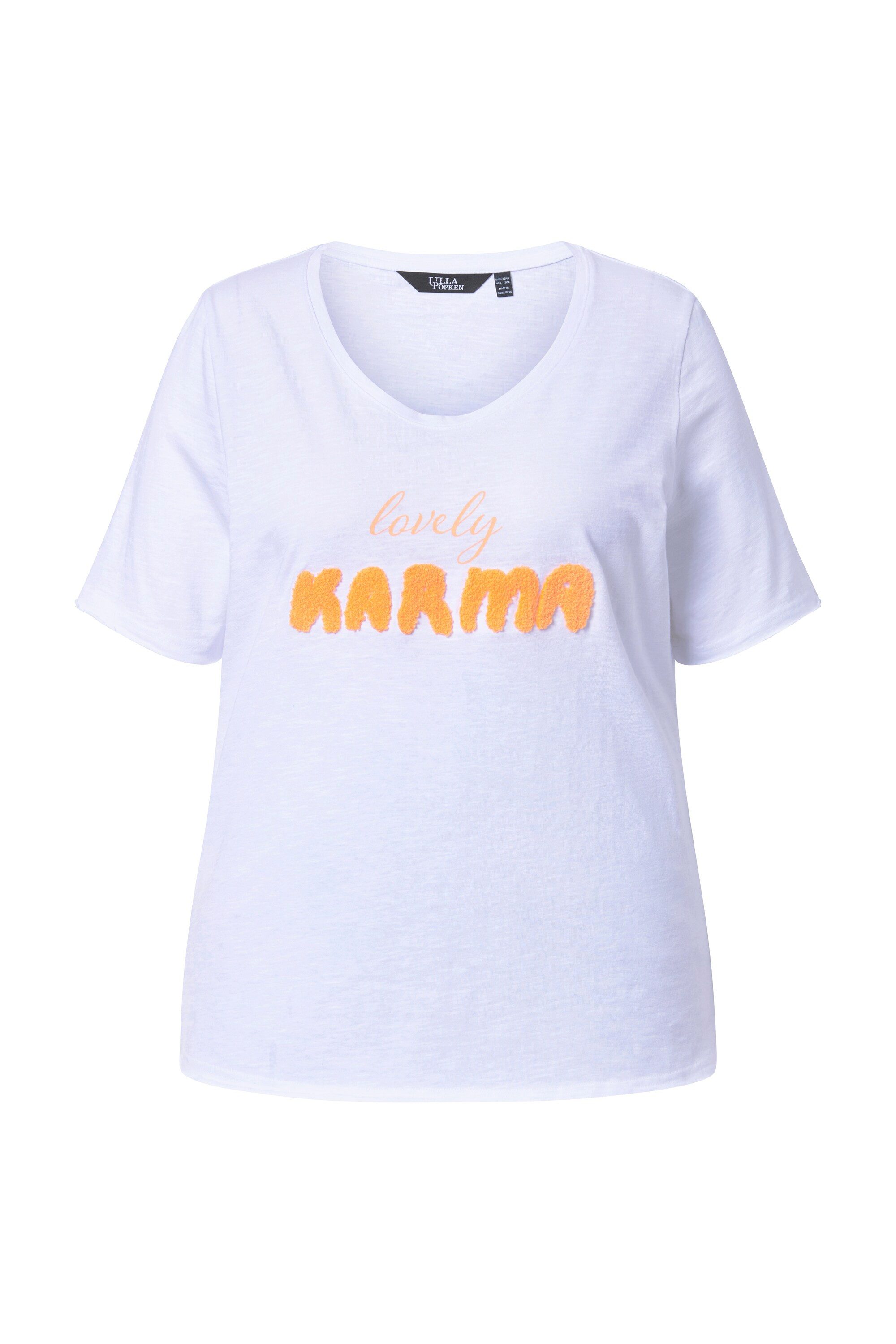 Ulla Popken T-Shirt T-Shirt Struktur Classic V-Ausschnitt Halbarm