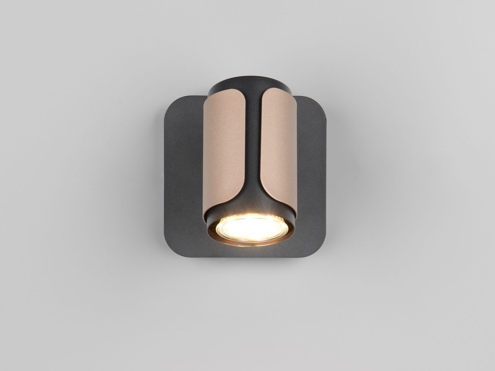 TRIO Leuchten LED Wandleuchte, LED wechselbar, Warmweiß, Spotlampen Wandstrahler innen, Wandspot Schwarz / Coffee mit Schalter