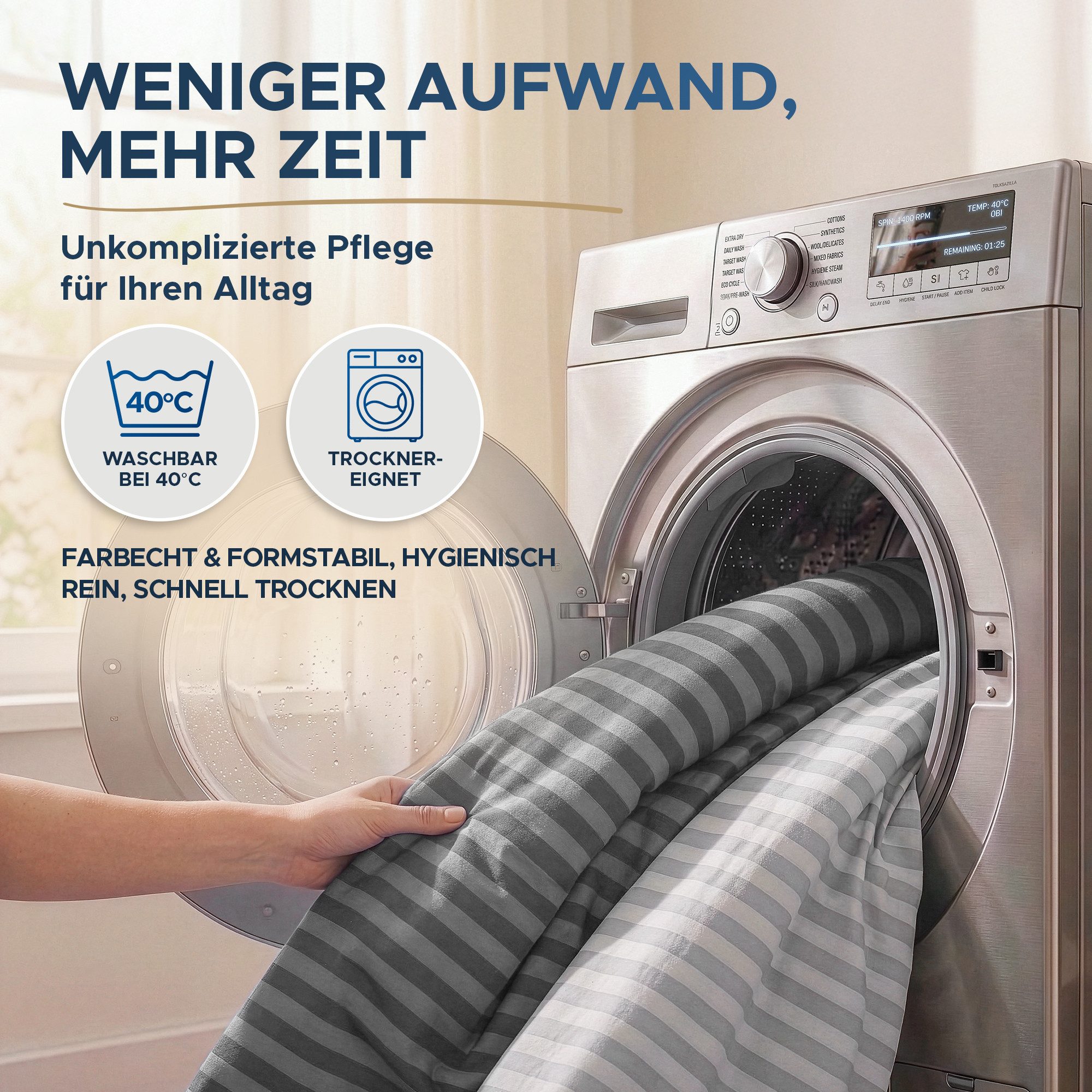 Malika Bettwäsche Baumwolle weiche Bettwäsche für gemütliche Nächte, Baumwolle, 2 teilig, Für Allergiker geeignet, pflegeleicht, angenehm weicher Stoff – Bild 4 von 5