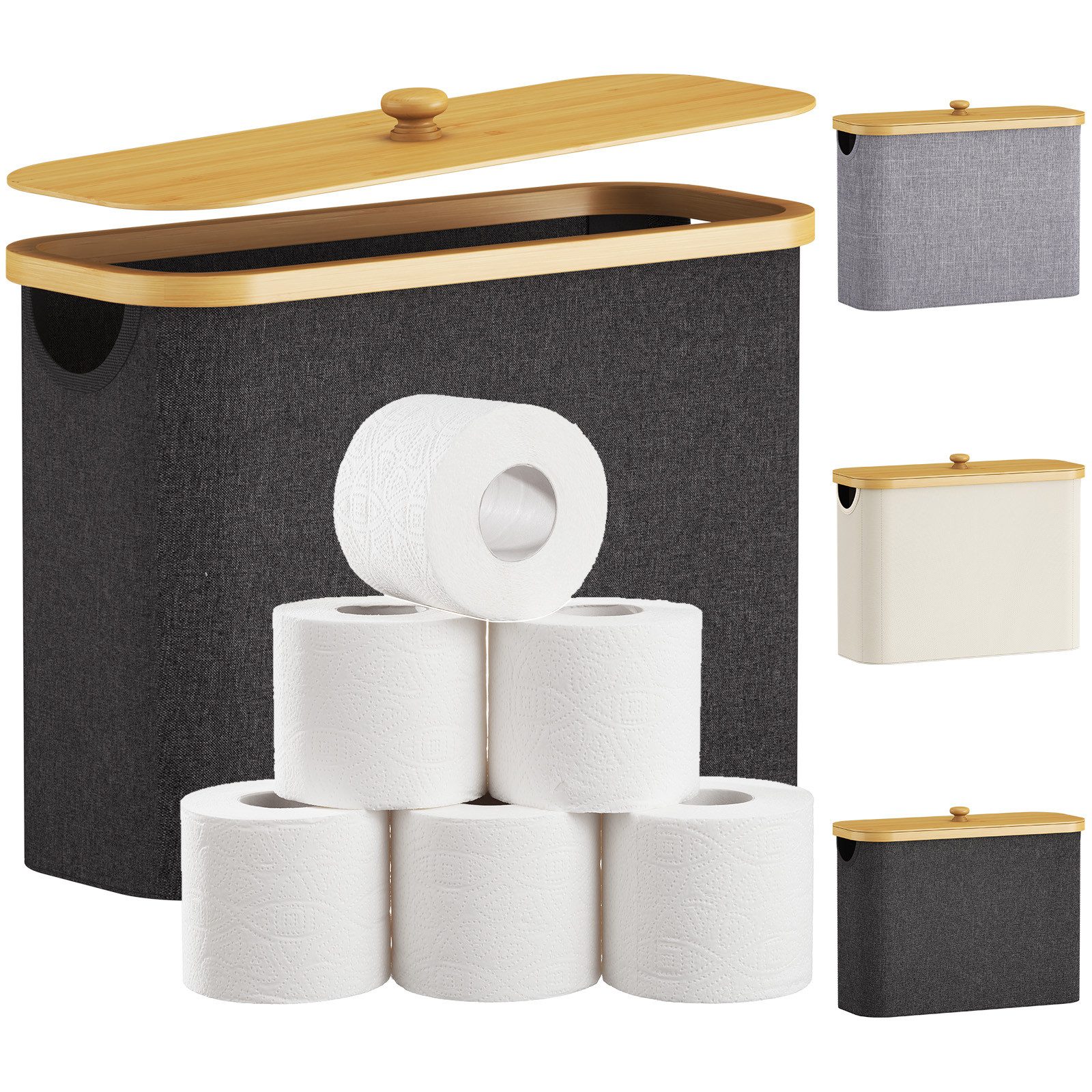 Lifewit Papiertuchbox Toilettenpapier Aufbewahrungskorb, Bambus Badezimmer Organizer
