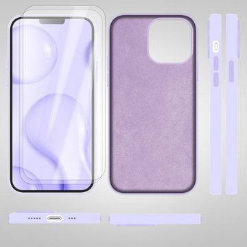 Nalia Smartphone-Hülle Apple iPhone 14, Liquid Silikon Hülle / MagSafe Funktion / 2x Schutzglas / Anti-Schmutz