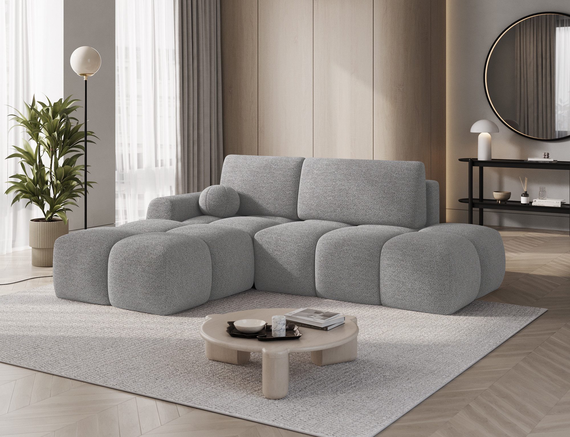 Lukas Möbel Ecksofa Ecksofa Vittario mit Bettkasten Schlaffunktion in Bubble Design, mit Bettfunktion und Stauraum in Bubble-Optik