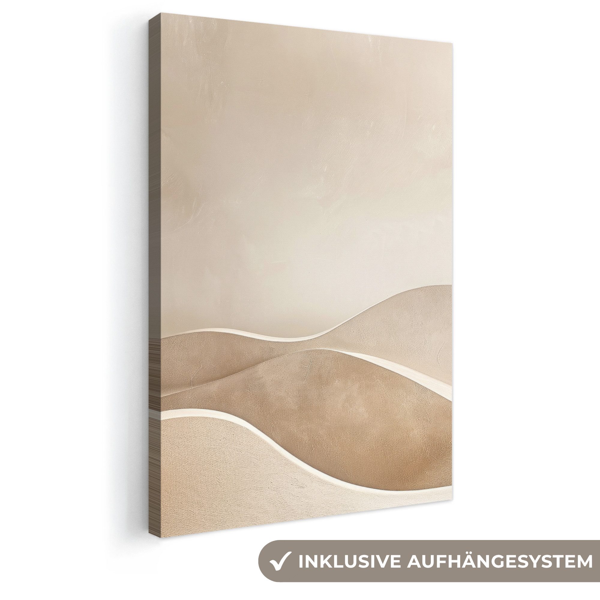 OneMillionCanvasses® Leinwandbild Beige - Natur - Abstrakt - Modern, Fotodruck (1 St), Leinwand Canvas Wandbild, Wanddekoration 20x30 cm