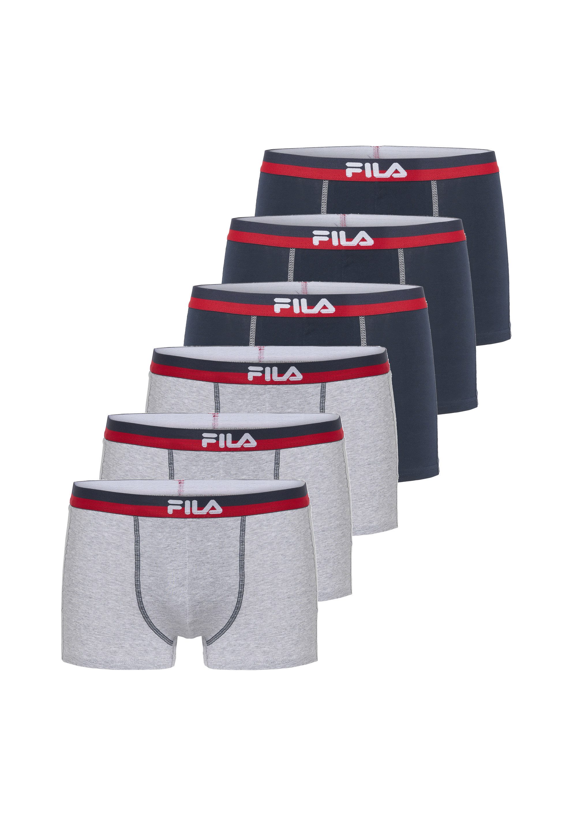 Fila Boxershorts Essentials (6-St) 6er-Pack mit elastischem Bund und Markenlogo