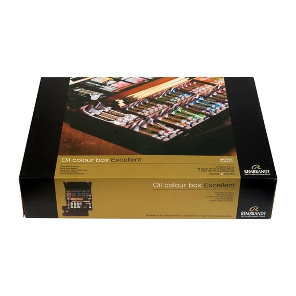 Talens Ölfarbe Ölfarben-Set mit Holzkasten Excellent, 19 x 15 ml + 18 x 40 ml + 3 x 60 ml + 1 x 150 ml + Zubehör