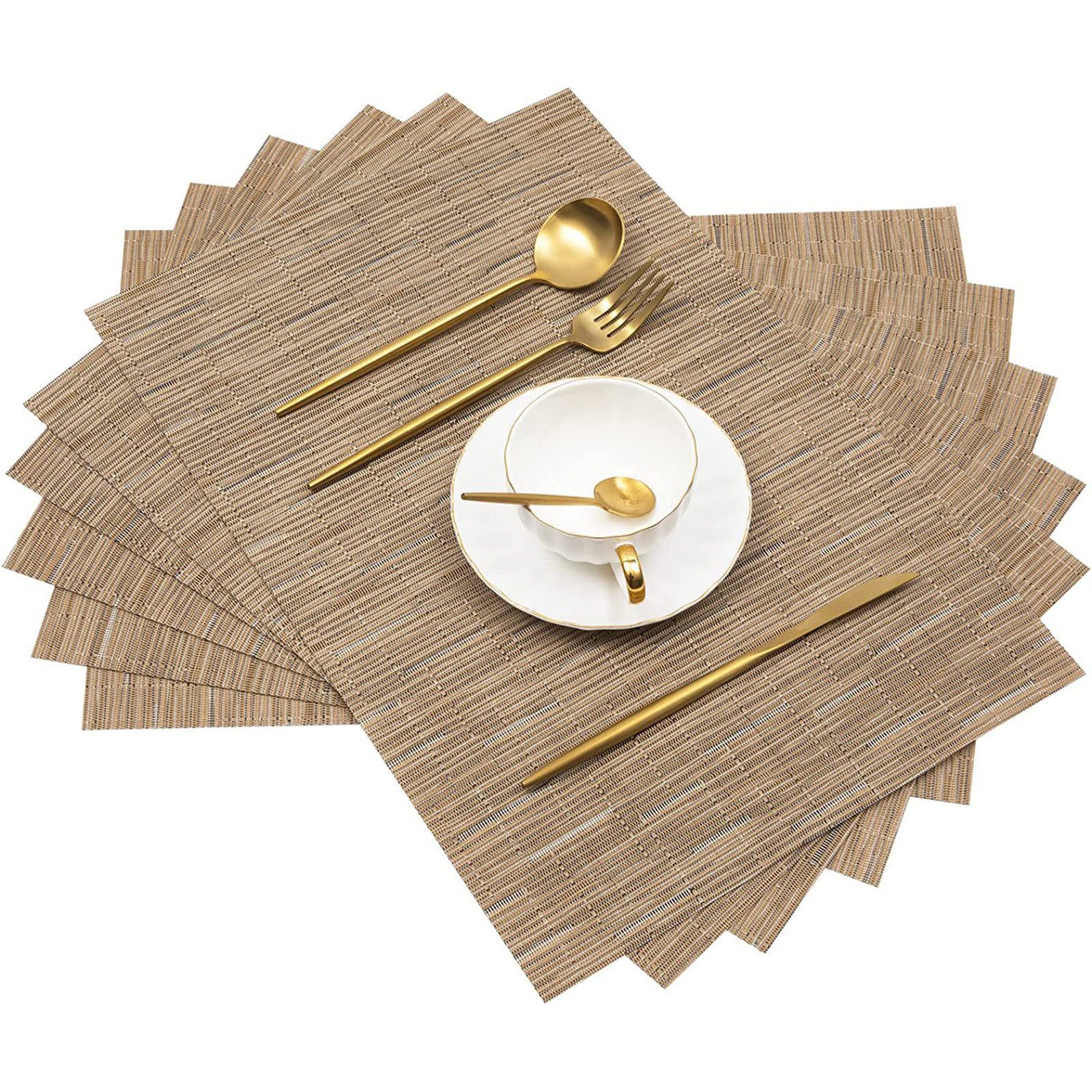 REDOM Platzset 6er Set abwaschbar Tischset Tischuntersetzer, (Platzdeckchen Tischmatte 30x45 cm, 6-St., Rutschfest Abwaschbar Hitzebeständig Schmutzabweisend aufrollbar), schnelltrocknend langlebig für Esstisch Küche Restaurant Hotel Büro