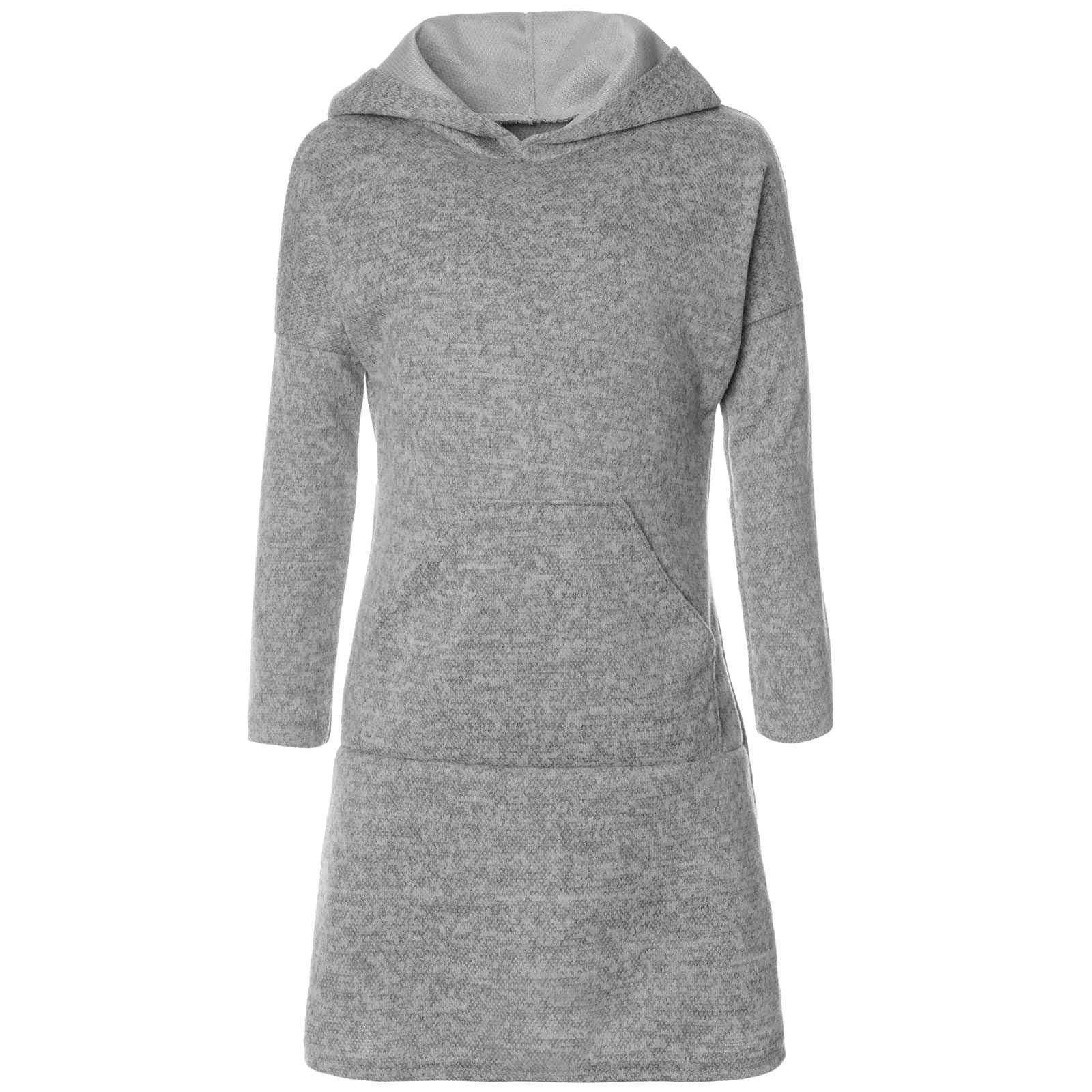 Blusenkleid Kapuze Kängurutasche mit Mädchen (1-tlg) BEZLIT Grau Pullover-Kleid