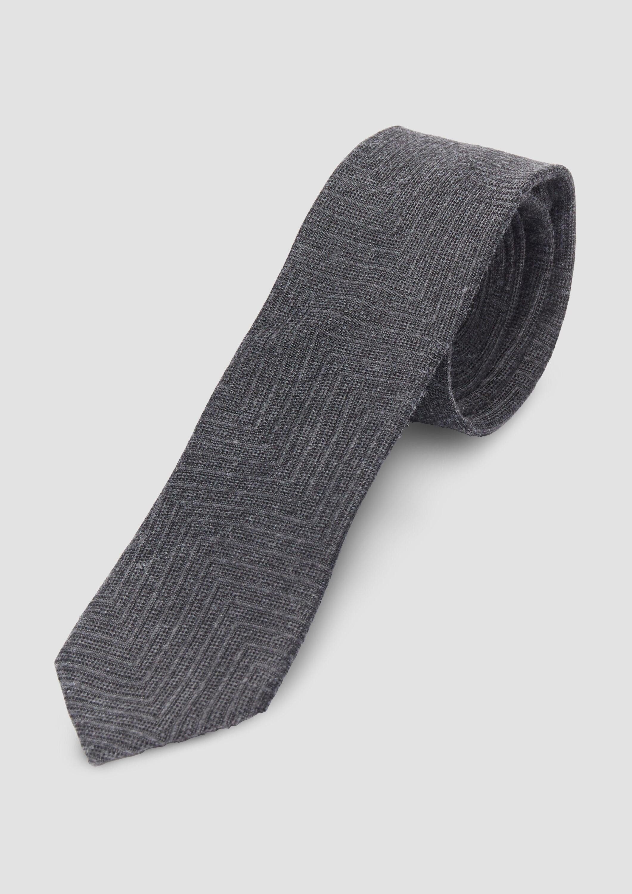 s.Oliver Krawatte Krawatte Seidenmix-Krawatte in Woll-Optik