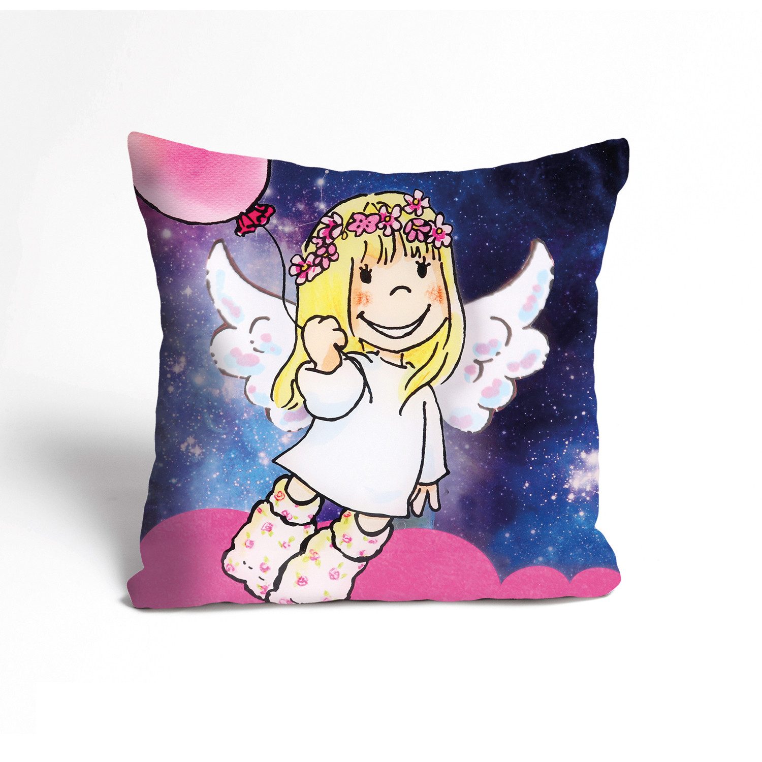 queence Dekokissen Weiches Kuschelkissen "Engel - Schutzengel" für Kinder geeignet, Geruchsneutral, HD Premium Druck, Format: 40x40cm