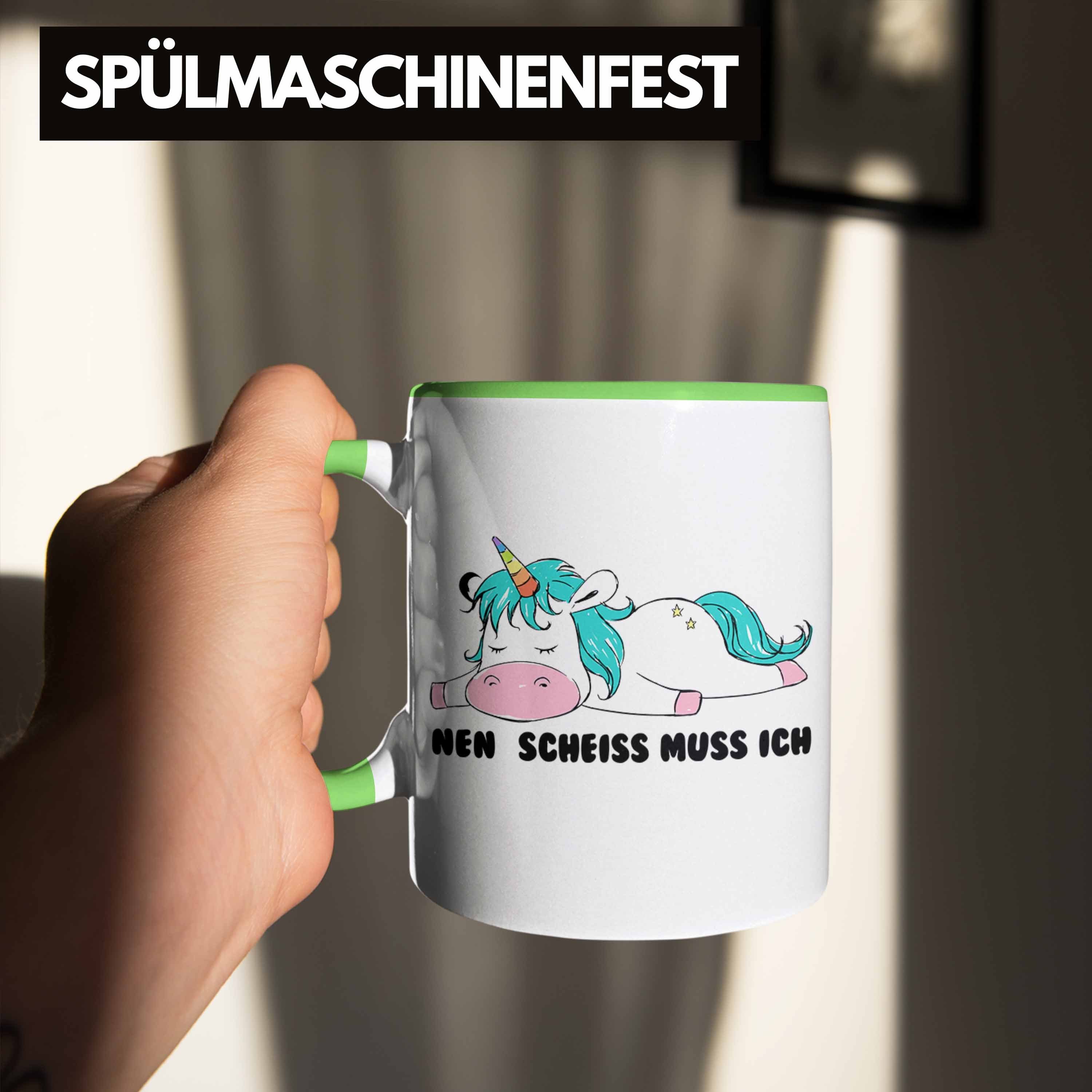 Tassen Ich Trendation Kinder - Muss Sarkastischer Geschenk Arbeitskollegin Grün Tasse - Freundin Lustige Scheiss Nen Tasse - Frauen Spruch Einhorn Grafik für Trendation