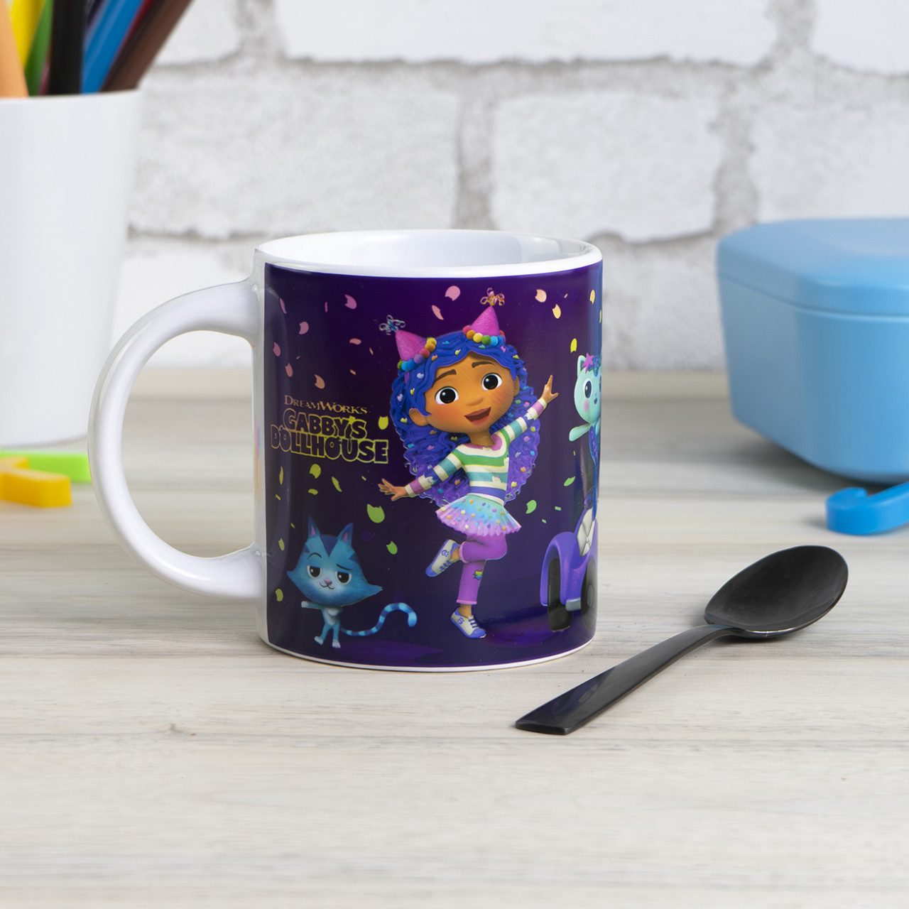 Geda Labels GmbH Tasse Farbwechsel Gabbys Dollhouse Party, 1-tlg., Keramik, Lila, 250ml, mit Thermoeffekt