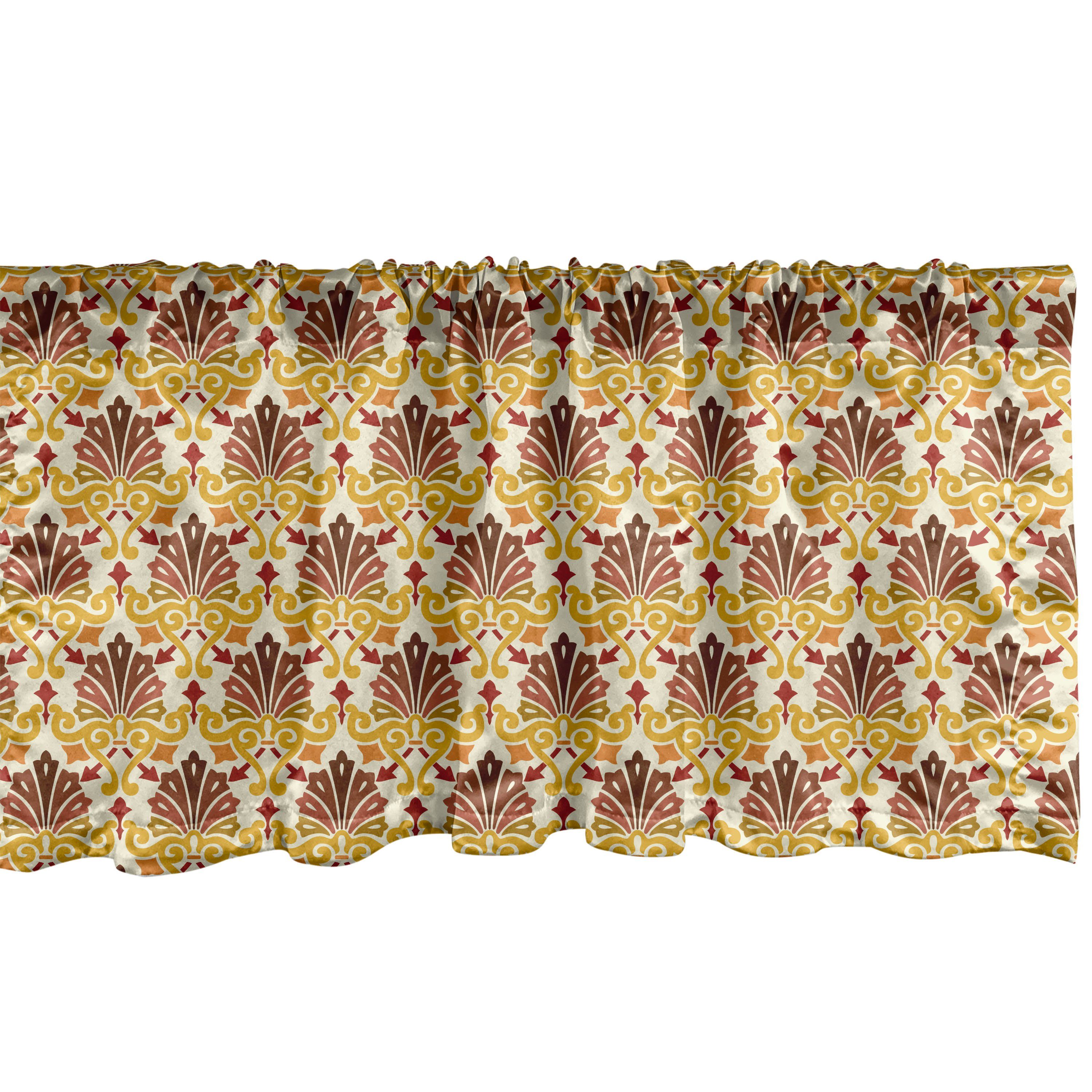 Scheibengardine Vorhang Volant für Küche Schlafzimmer Dekor mit Stangentasche, Abakuhaus, Microfaser, Damast Victorian Rokoko-Muster