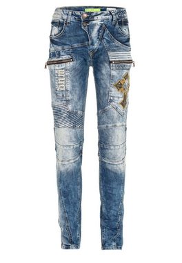 Cipo & Baxx Bequeme Jeans im Biker-Stil in Straight Fit