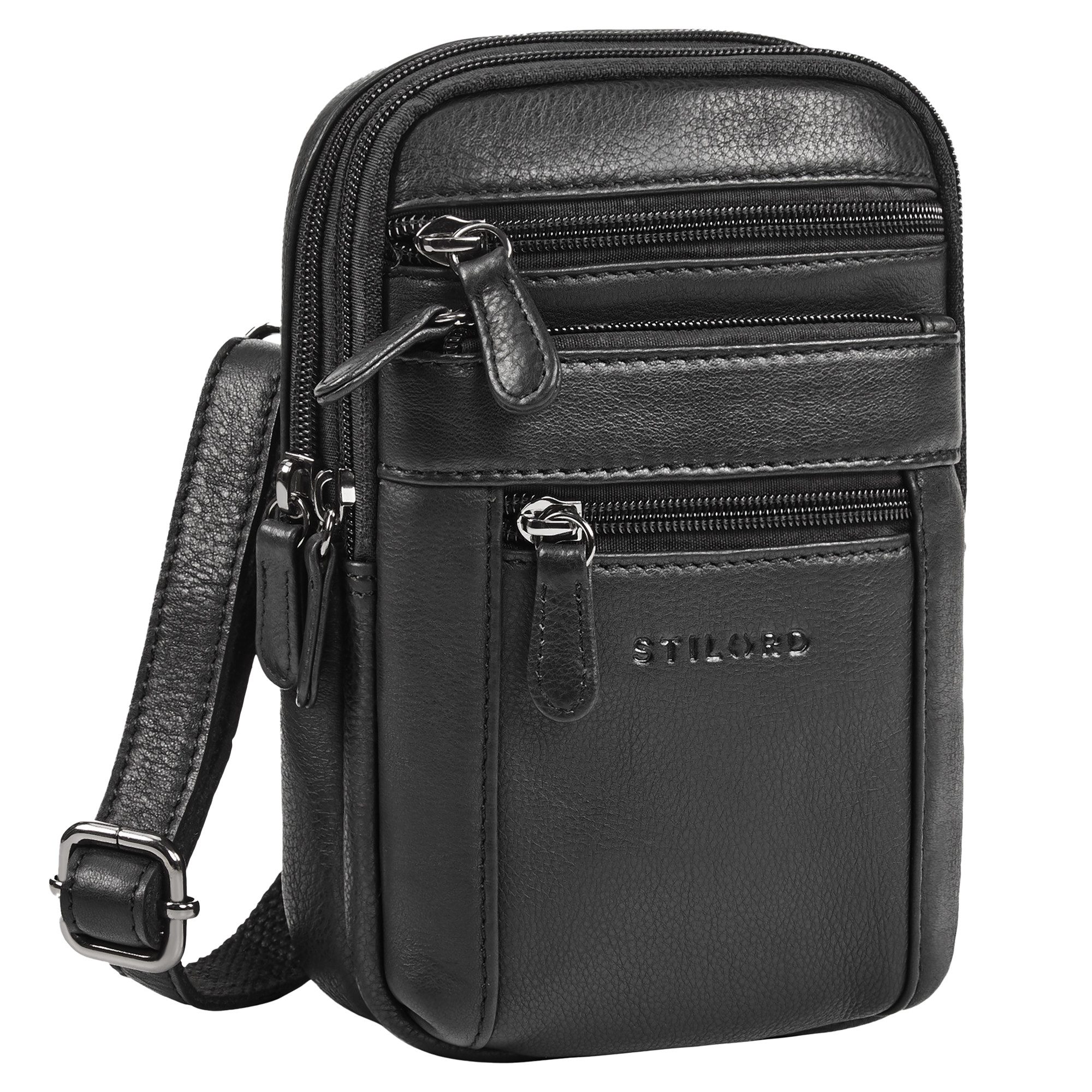 STILORD Handtasche "Tamo" 4-in-1 Herren Echtleder Umhänge, Gürtel, Karabiner, Brusttasche