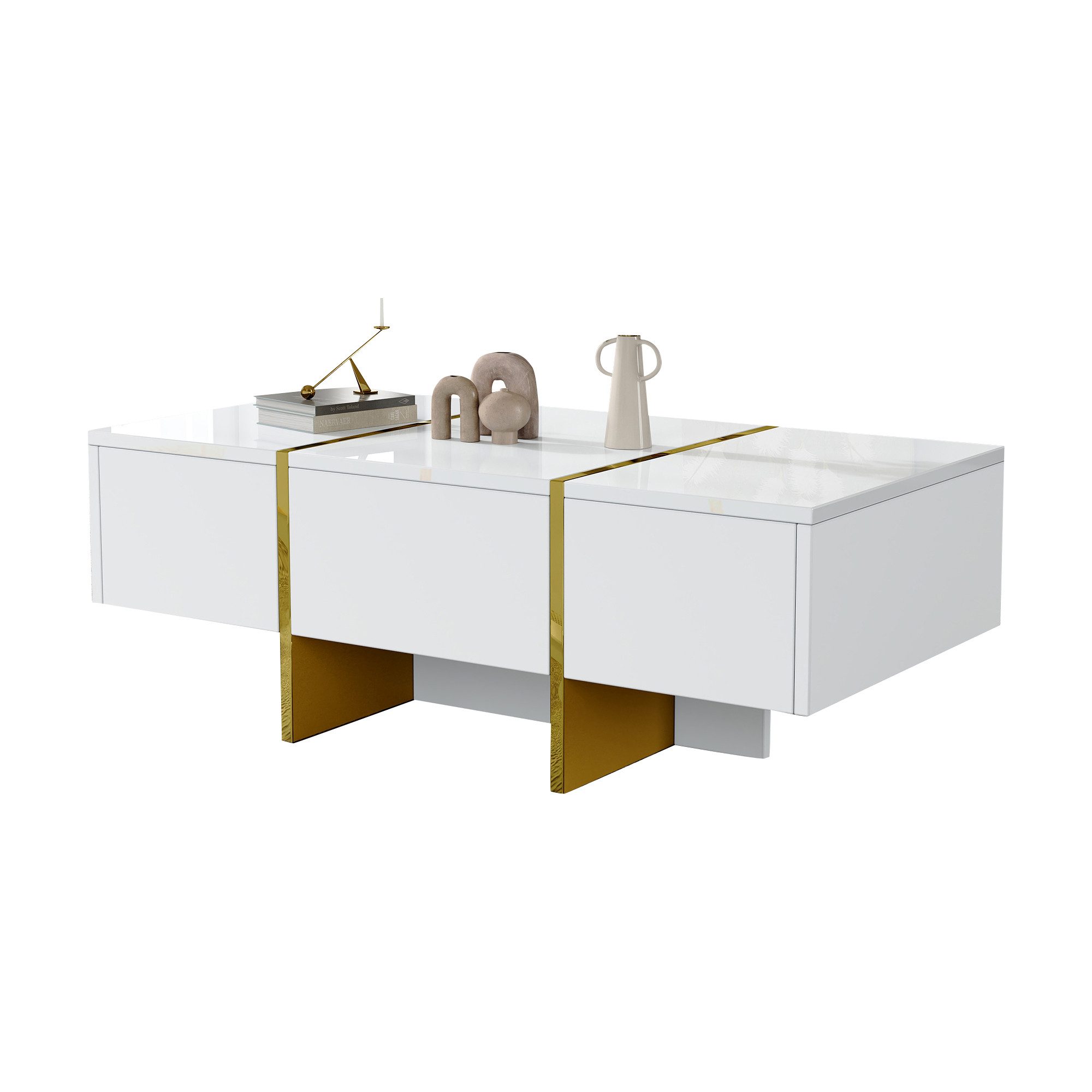 MODFU Couchtisch mit goldenen Akzenten (Wohnzimmertisch, günstig online kaufen