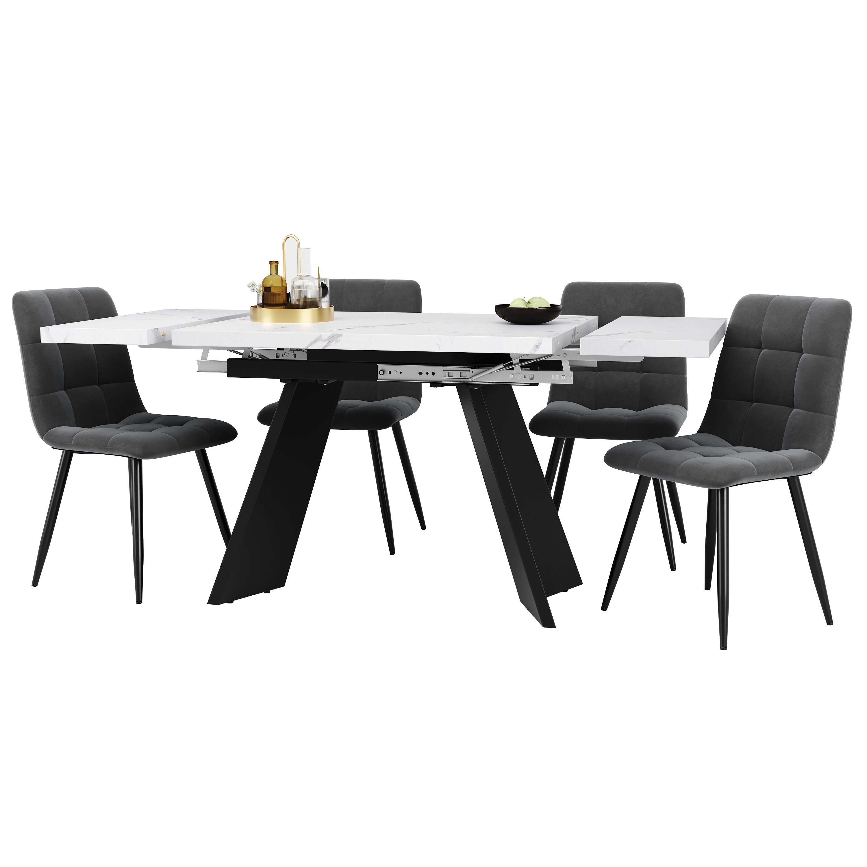 OKWISH Esstisch Langer Tisch,Moderne Esstisch,Teleskoptisch,Esstisch-Set (E günstig online kaufen
