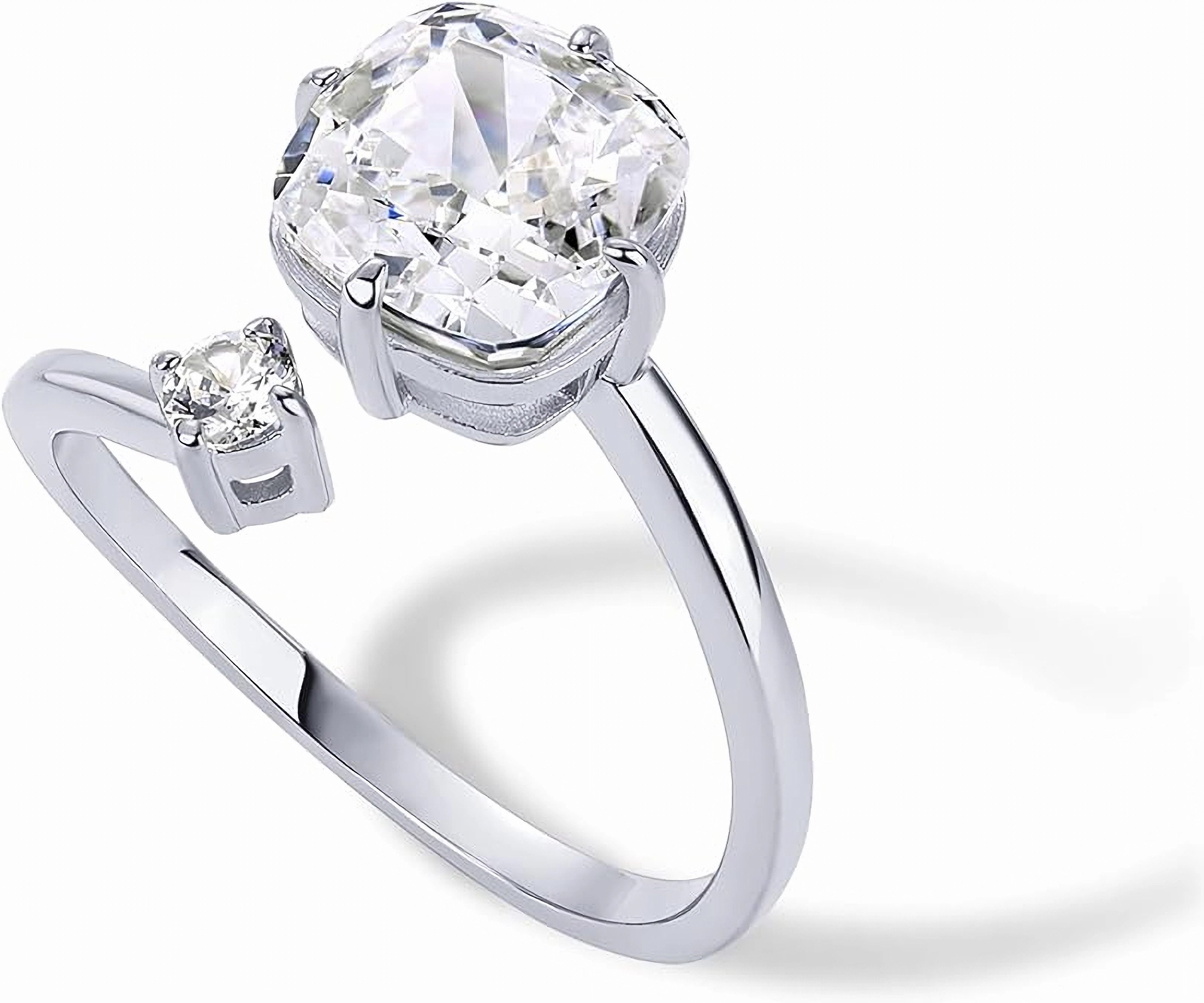 Jumpeak Verlobungsring 585 Gold, 3 Karat Diamantring im Kissenschliff, Damen-Ehering, E, VVS2, 2ex, IGI-Zertifikat, für Verlobungen, Geburtstage, Jahrestage