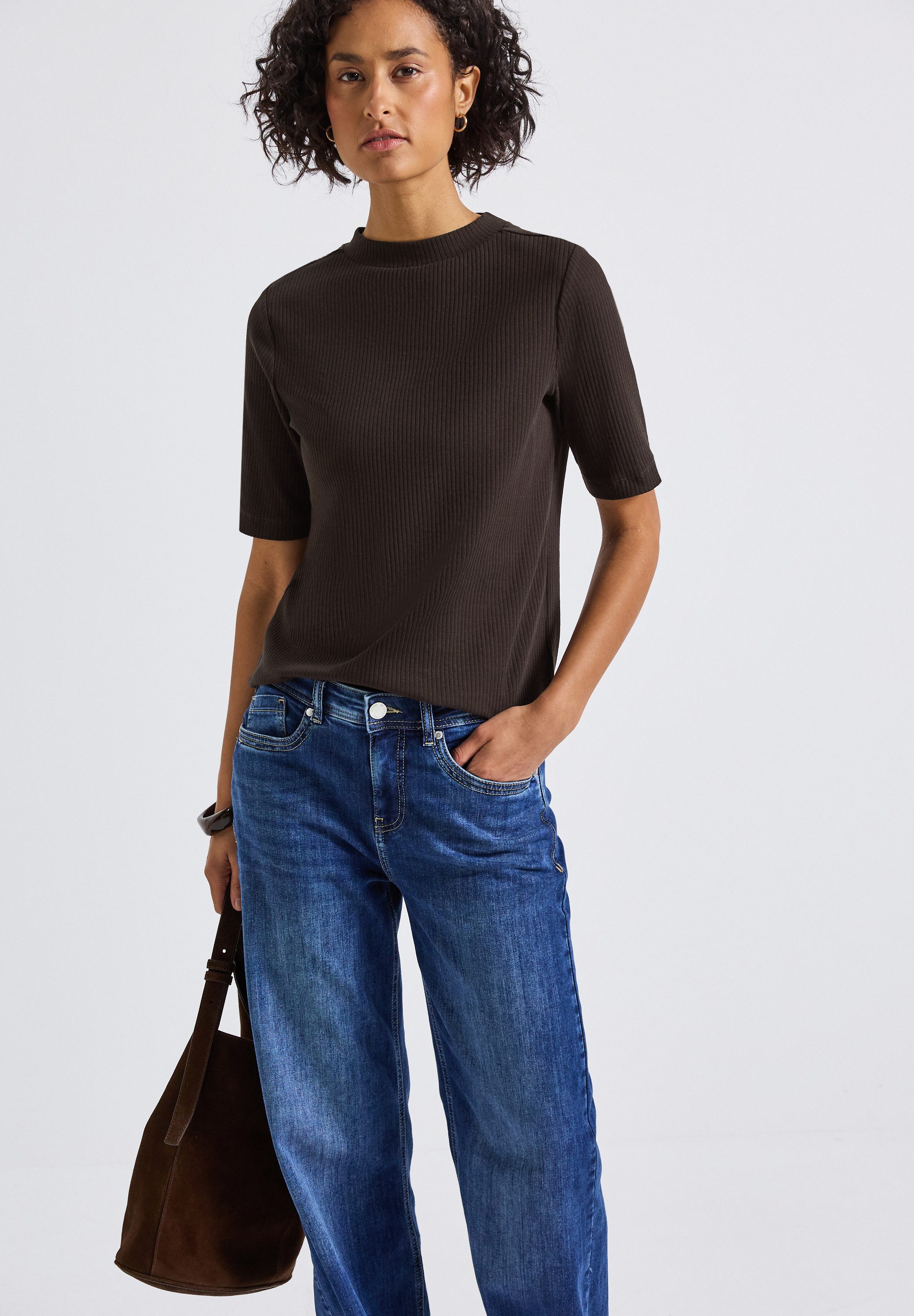 STREET ONE T-Shirt mit Rippstruktur, Sommershirt günstig online kaufen