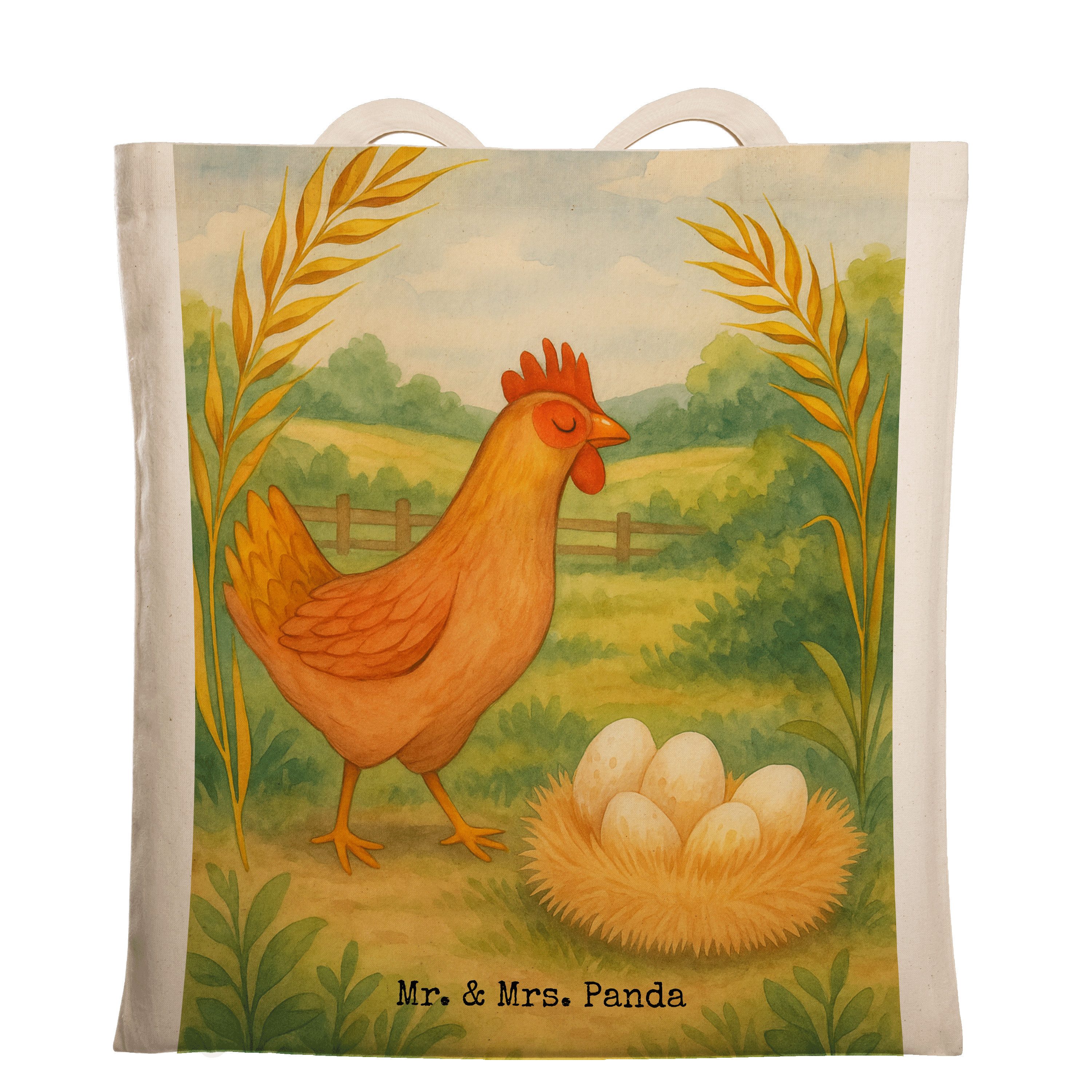 Mr. & Mrs. Panda Tragetasche Huhn Stolz Design, Stoffbeutel, Weiß, Tasche, Shopping, Motivation, S (Packung), tasche baumwolle Uni Tasche baumwoll shopper
